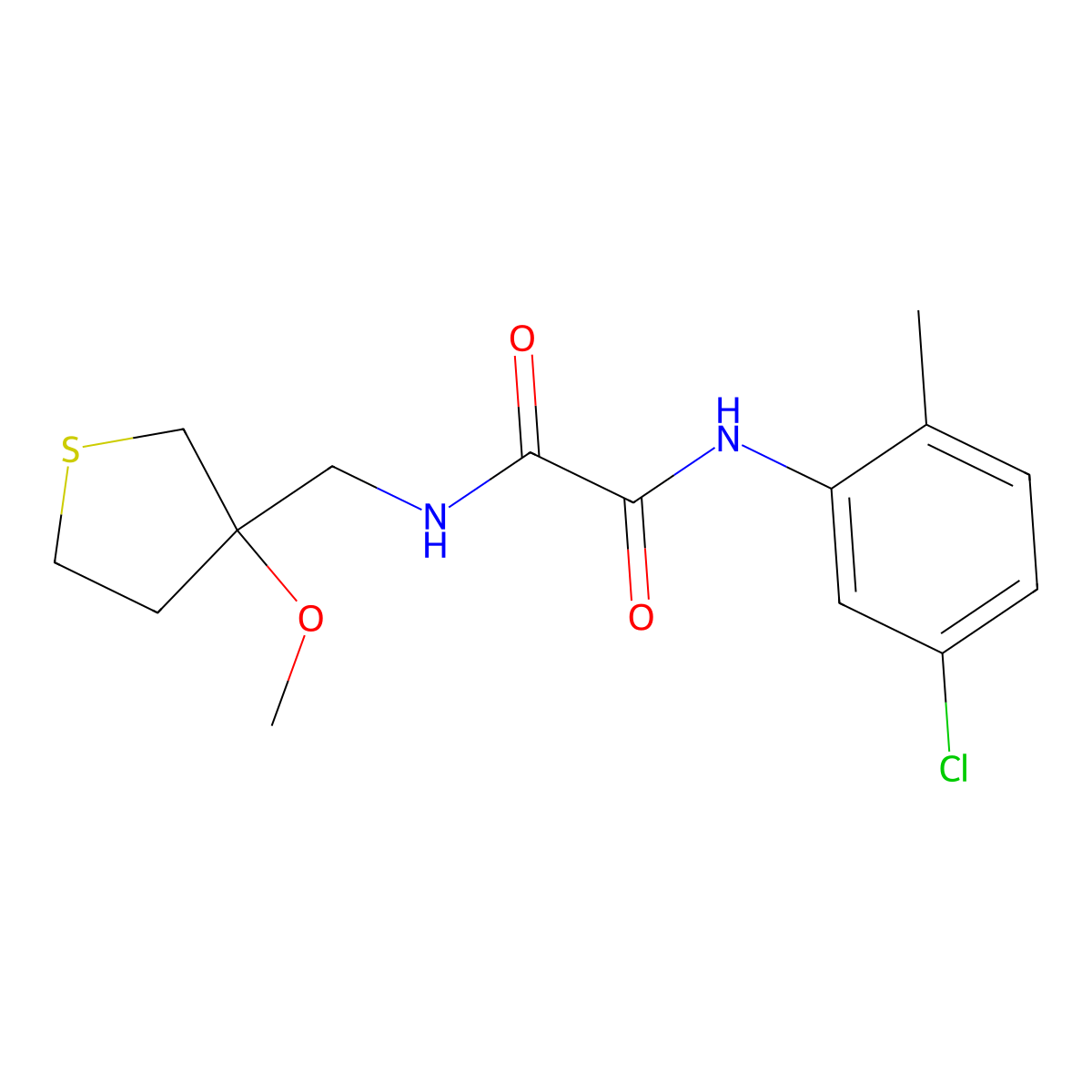 N1-(5-chloro-2-methylphenyl)-N2-((3-methoxytetrahydrothiophen-3-yl)methyl)oxalamide molecular structure, CAS 1448050-36-9