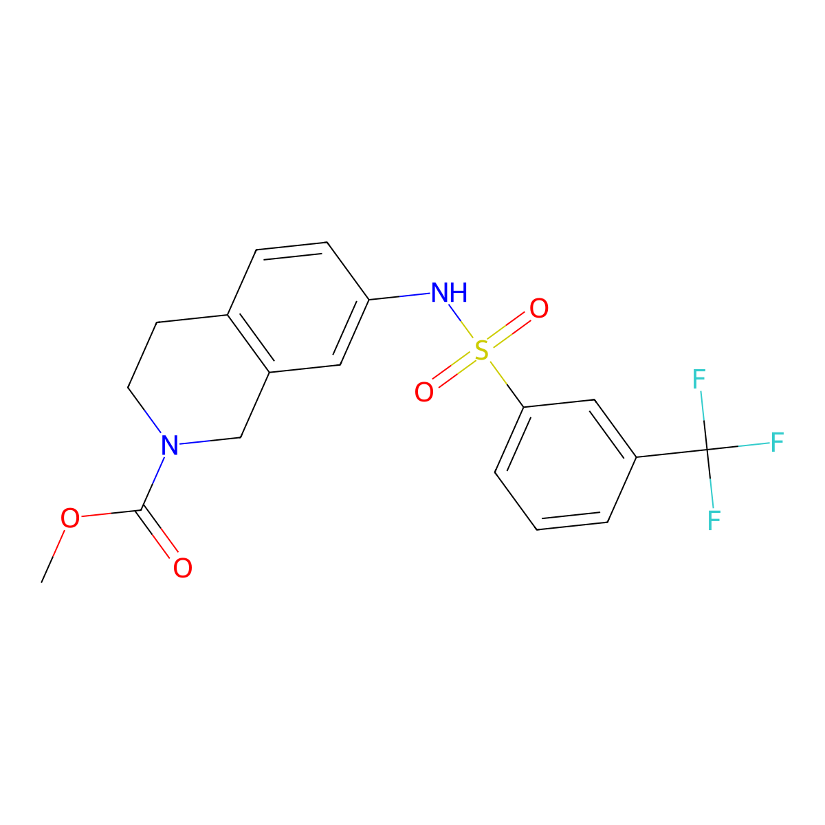 Methyl 7-[3-(trifluoromethyl)benzenesulfonamido]-1,2,3,4-tetrahydroisoquinoline-2-carboxylate molecular structure, CAS 1448050-37-0