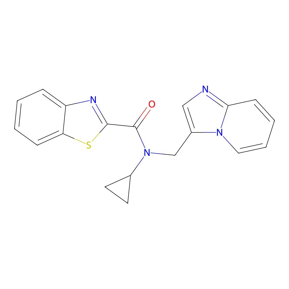 N-cyclopropyl-N-(imidazo[1,2-a]pyridin-3-ylmethyl)benzo[d]thiazole-2-carboxamide molecular structure, CAS 1448050-41-6