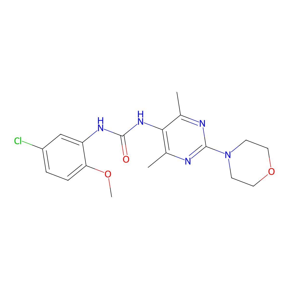 1-(5-Chloro-2-methoxyphenyl)-3-(4,6-dimethyl-2-morpholinopyrimidin-5-yl)urea molecular structure, CAS 1448050-44-9