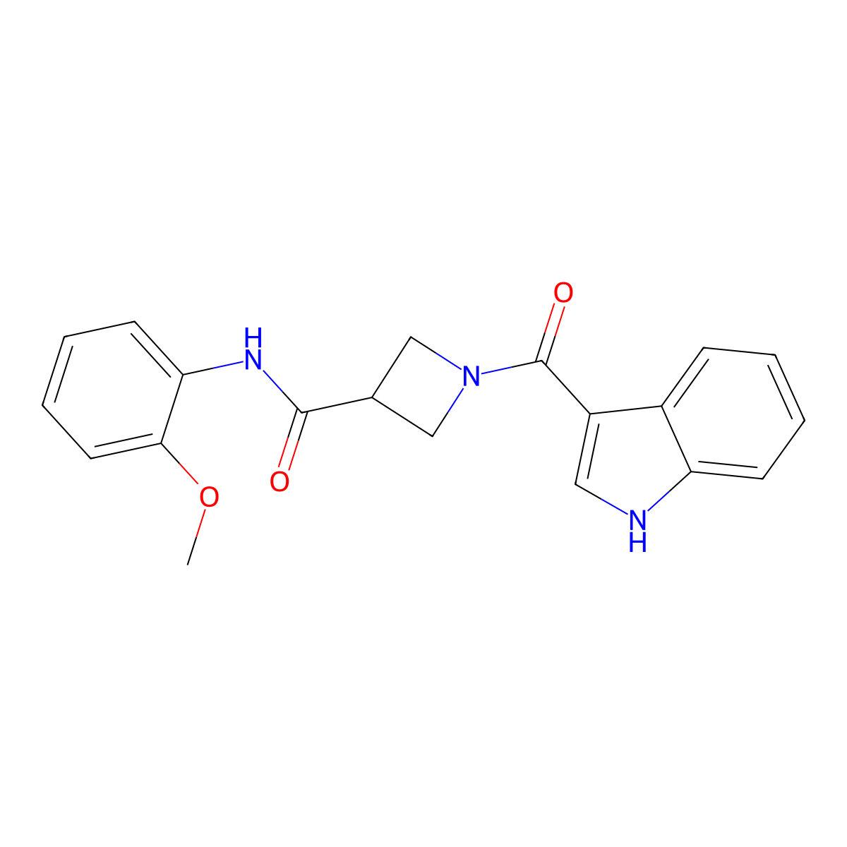 1-(1H-indole-3-carbonyl)-N-(2-methoxyphenyl)azetidine-3-carboxamide molecular structure, CAS 1448050-48-3