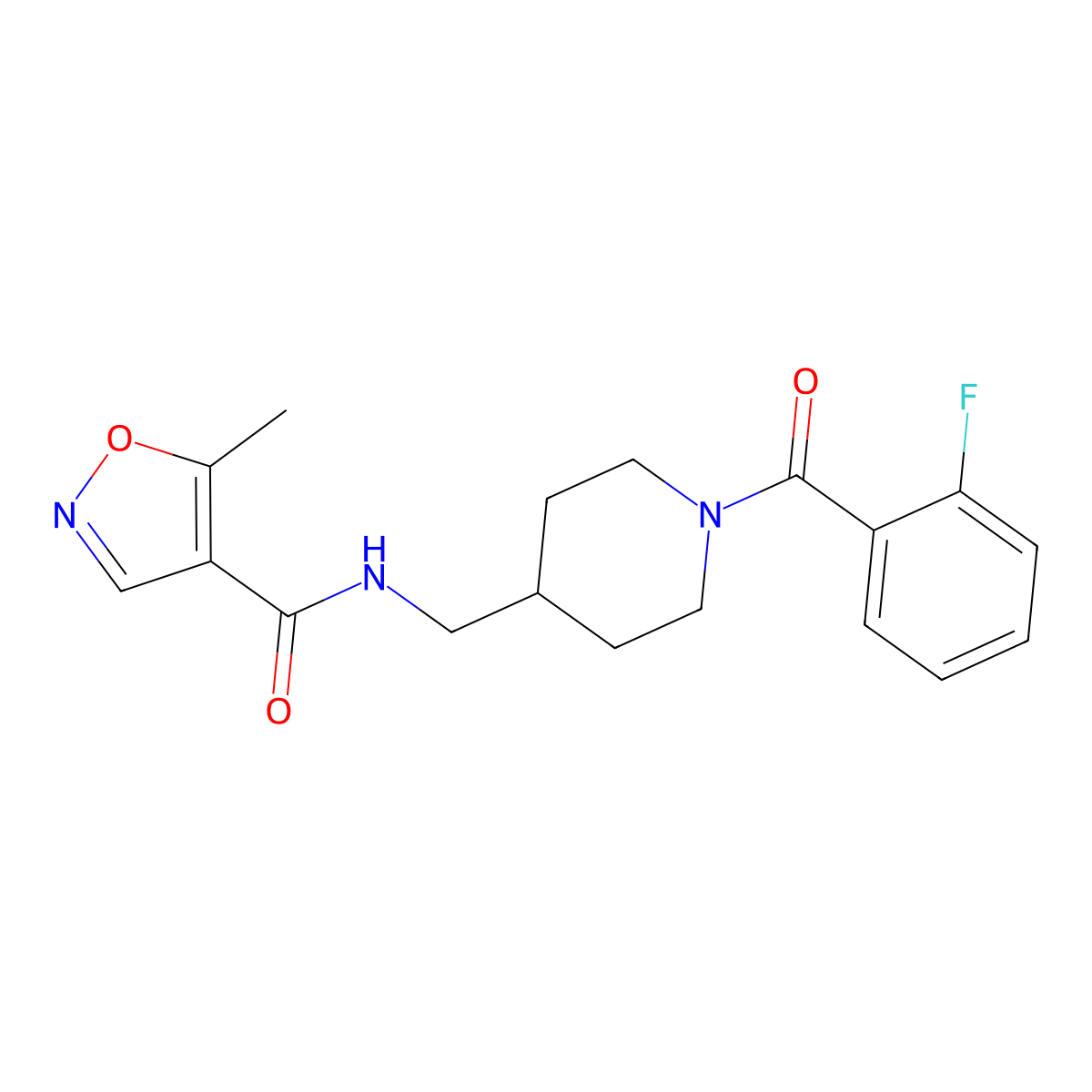 N-((1-(2-fluorobenzoyl)piperidin-4-yl)methyl)-5-methylisoxazole-4-carboxamide molecular structure, CAS 1448050-54-1