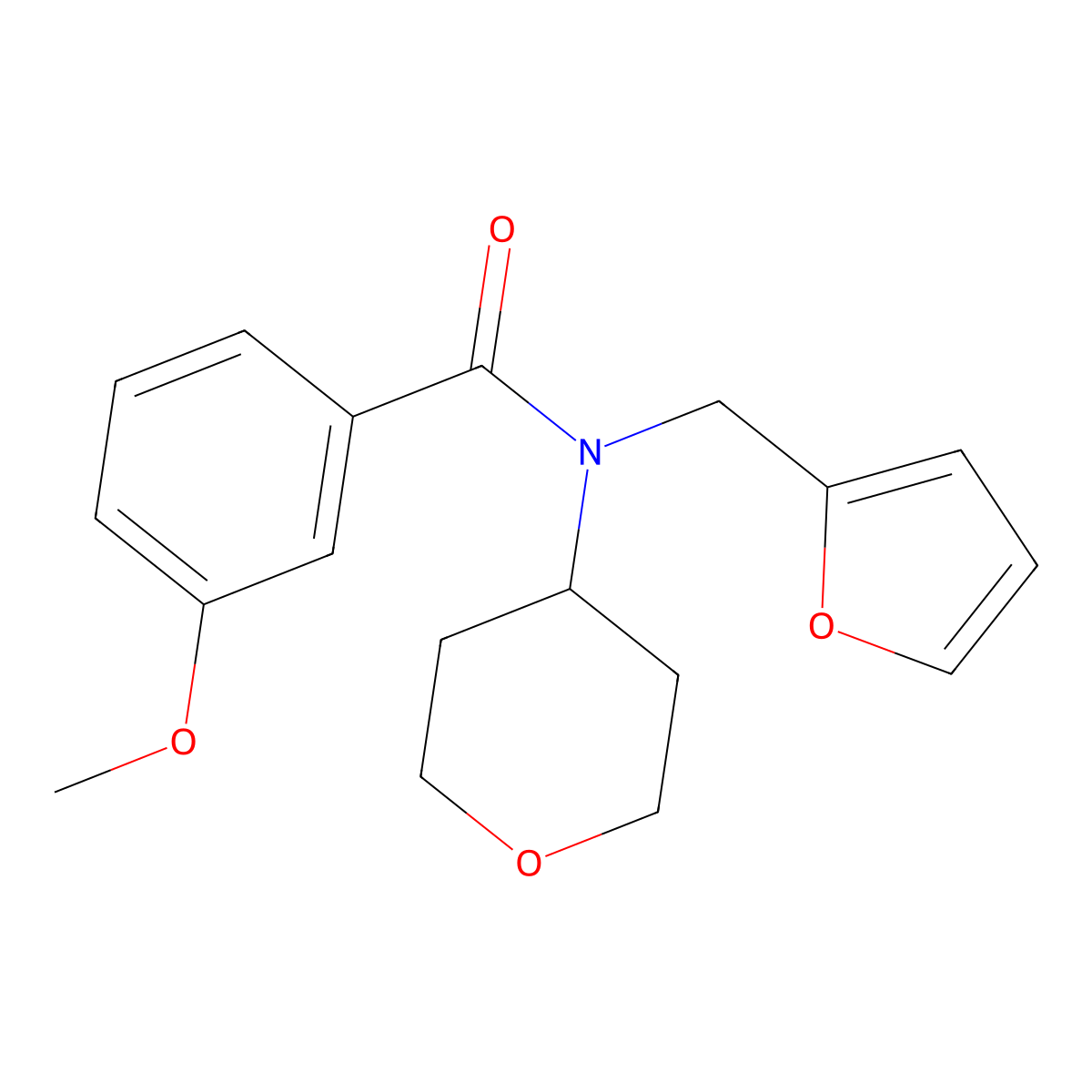 N-(furan-2-ylmethyl)-3-methoxy-N-(tetrahydro-2H-pyran-4-yl)benzamide molecular structure, CAS 1448050-61-0