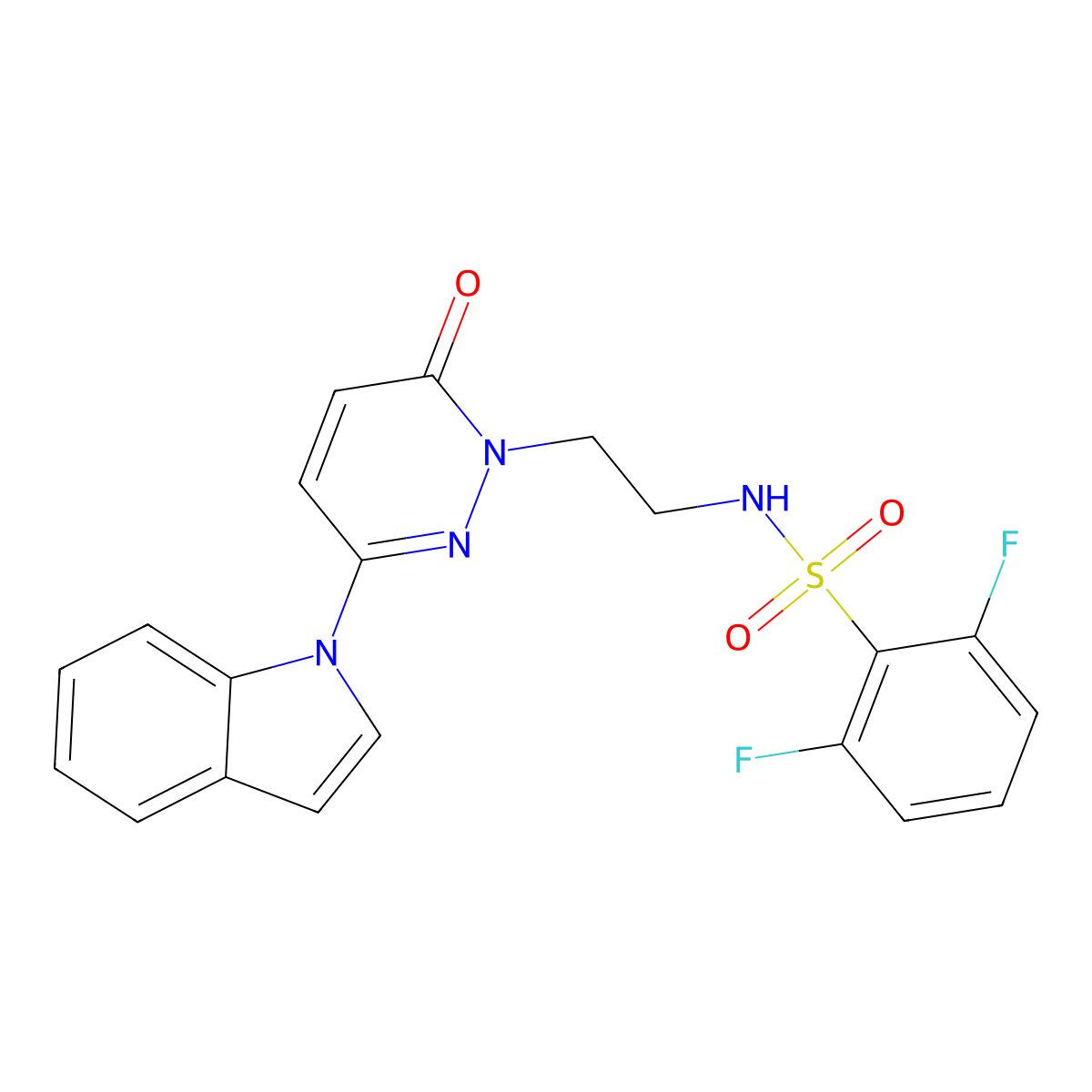 N-(2-(3-(1H-indol-1-yl)-6-oxopyridazin-1(6H)-yl)ethyl)-2,6-difluorobenzenesulfonamide molecular structure, CAS 1448050-65-4