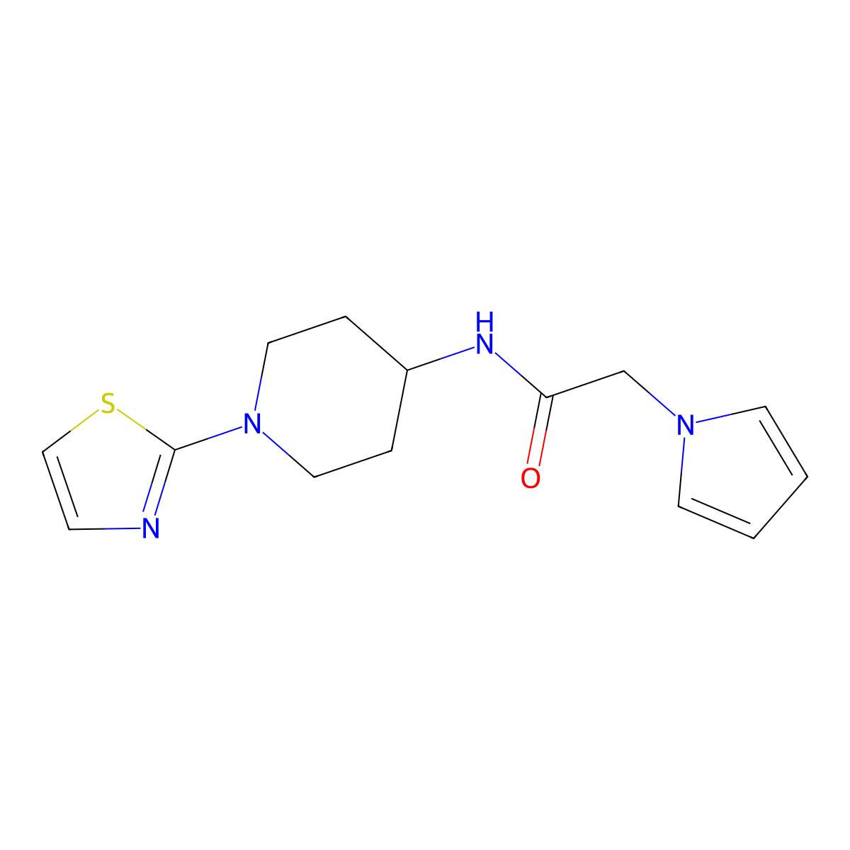 2-(1H-pyrrol-1-yl)-N-(1-(thiazol-2-yl)piperidin-4-yl)acetamide molecular structure, CAS 1448050-66-5