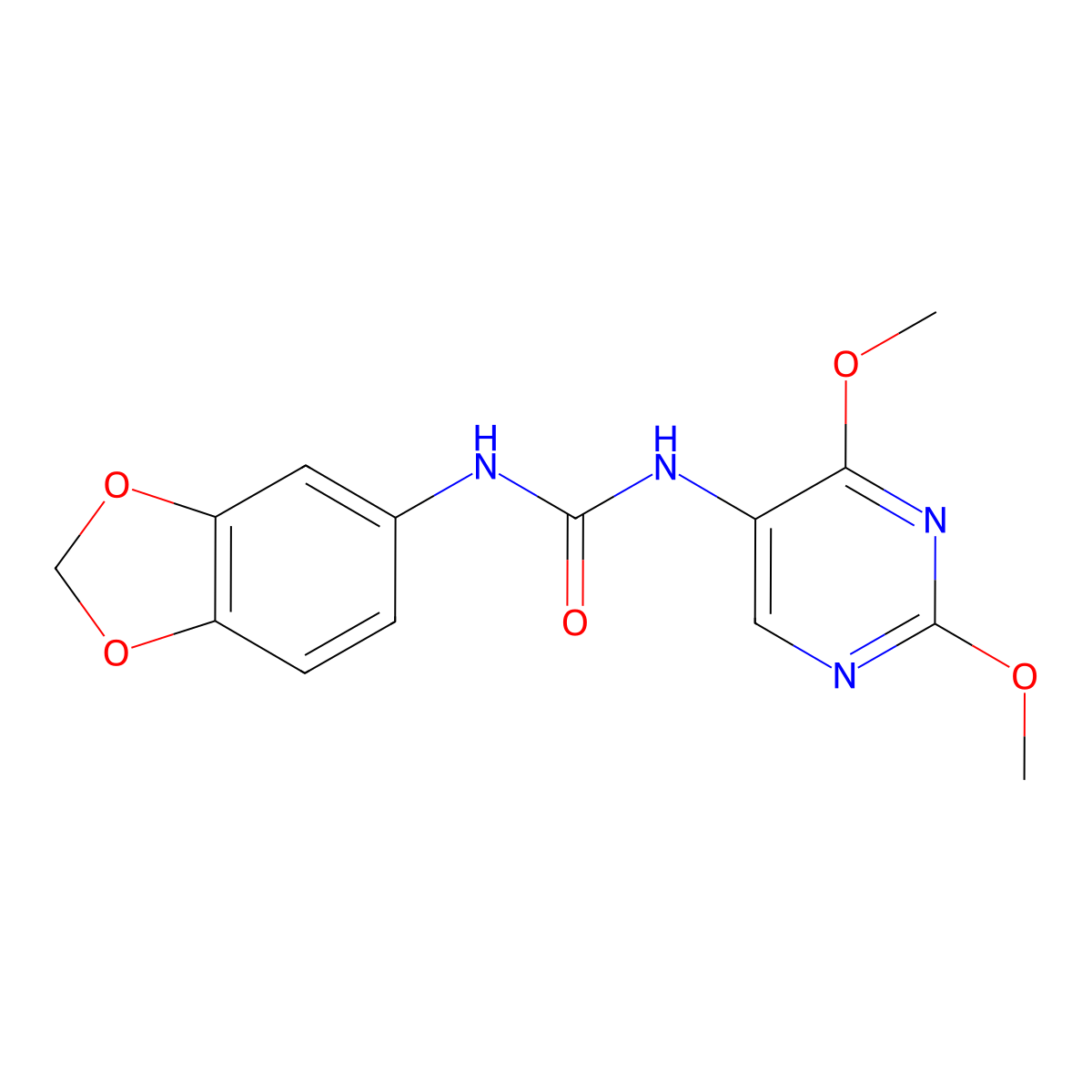 1-(Benzo[d][1,3]dioxol-5-yl)-3-(2,4-dimethoxypyrimidin-5-yl)urea molecular structure, CAS 1448050-67-6