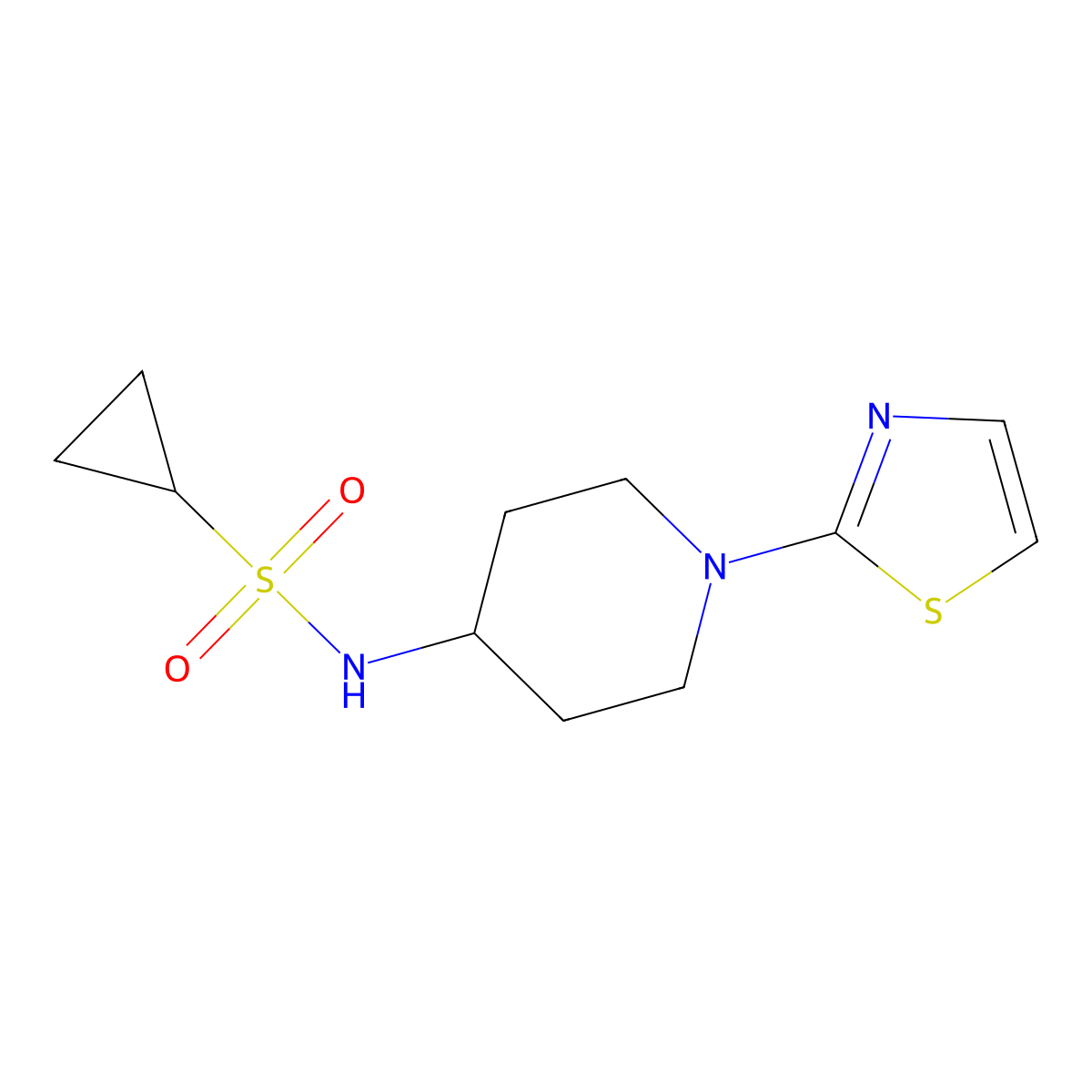 N-(1-(thiazol-2-yl)piperidin-4-yl)cyclopropanesulfonamide molecular structure, CAS 1448050-71-2