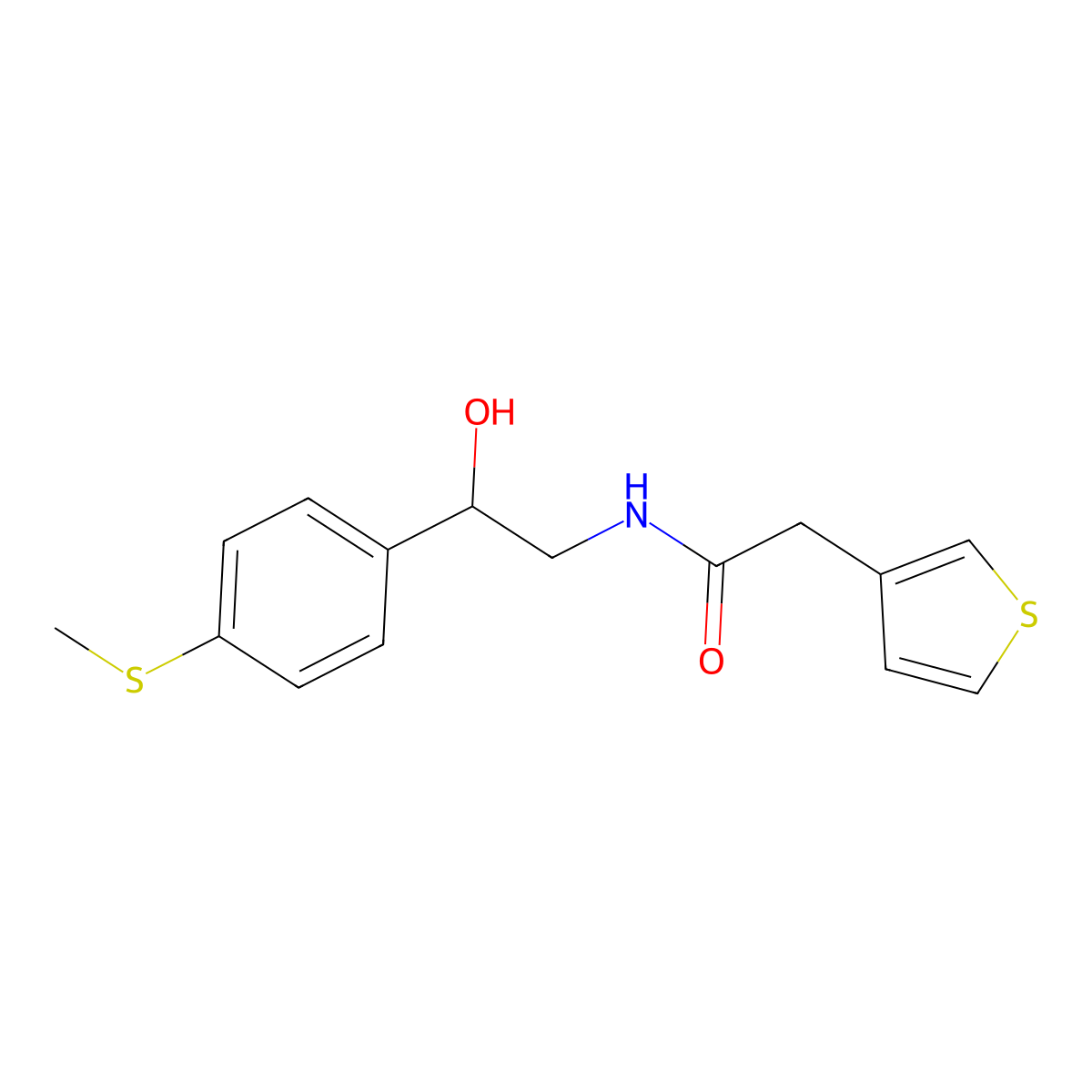 N-(2-hydroxy-2-(4-(methylthio)phenyl)ethyl)-2-(thiophen-3-yl)acetamide molecular structure, CAS 1448050-72-3