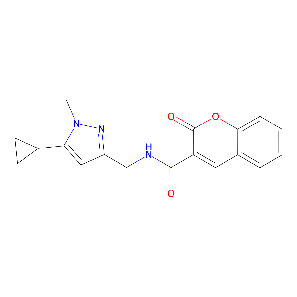 N-[(5-cyclopropyl-1-methyl-1H-pyrazol-3-yl)methyl]-2-oxo-2H-chromene-3-carboxamide molecular structure, CAS 1448050-78-9