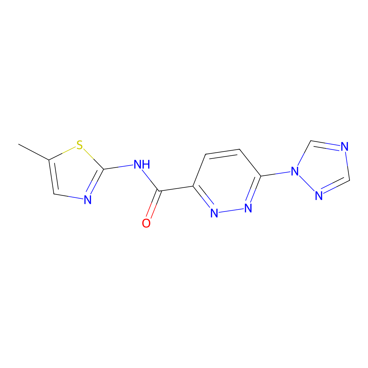 N-(5-methylthiazol-2-yl)-6-(1H-1,2,4-triazol-1-yl)pyridazine-3-carboxamide molecular structure, CAS 1448050-81-4