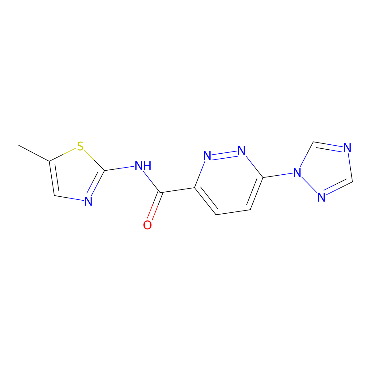 N-(5-methylthiazol-2-yl)-6-(1H-1,2,4-triazol-1-yl)pyridazine-3-carboxamide molecular structure, CAS 1448050-81-4