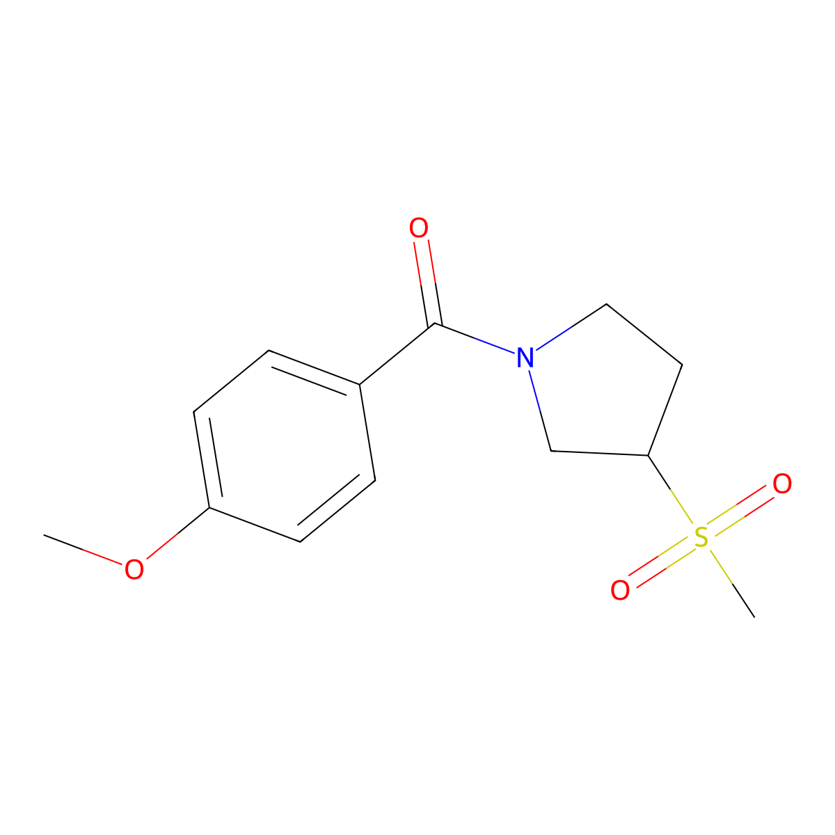(4-Methoxyphenyl)(3-(methylsulfonyl)pyrrolidin-1-yl)methanone molecular structure, CAS 1448050-82-5