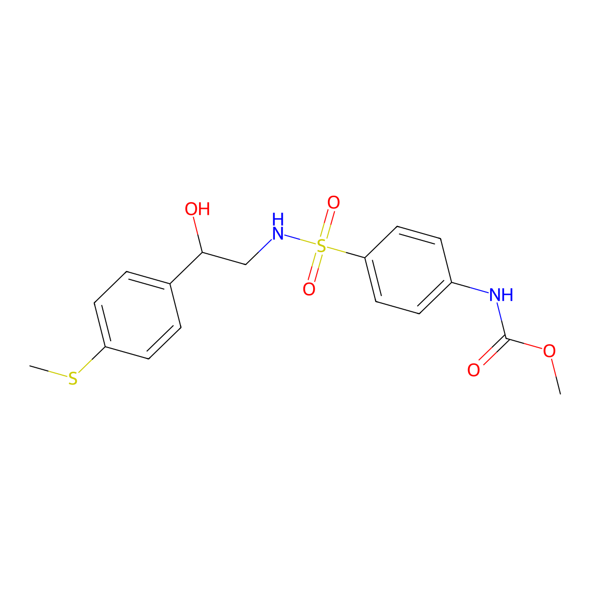 methyl (4-(N-(2-hydroxy-2-(4-(methylthio)phenyl)ethyl)sulfamoyl)phenyl)carbamate molecular structure, CAS 1448050-83-6
