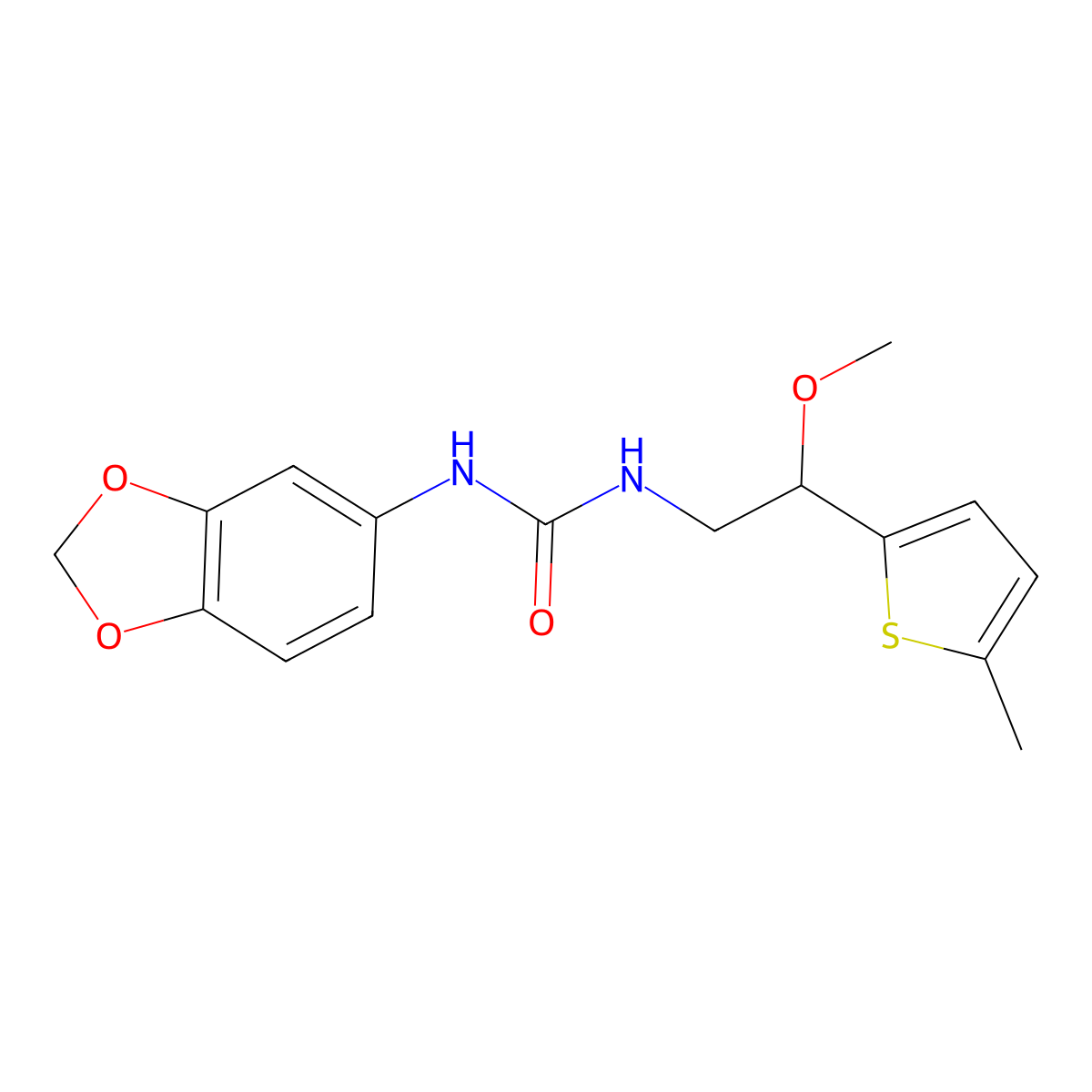 1-(Benzo[d][1,3]dioxol-5-yl)-3-(2-methoxy-2-(5-methylthiophen-2-yl)ethyl)urea molecular structure, CAS 1448050-85-8