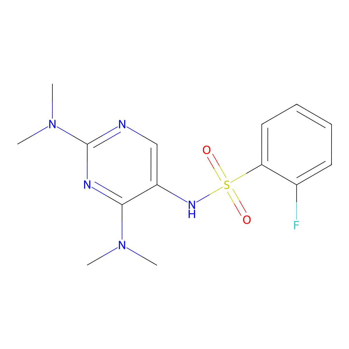 N-(2,4-bis(dimethylamino)pyrimidin-5-yl)-2-fluorobenzenesulfonamide molecular structure, CAS 1448050-87-0