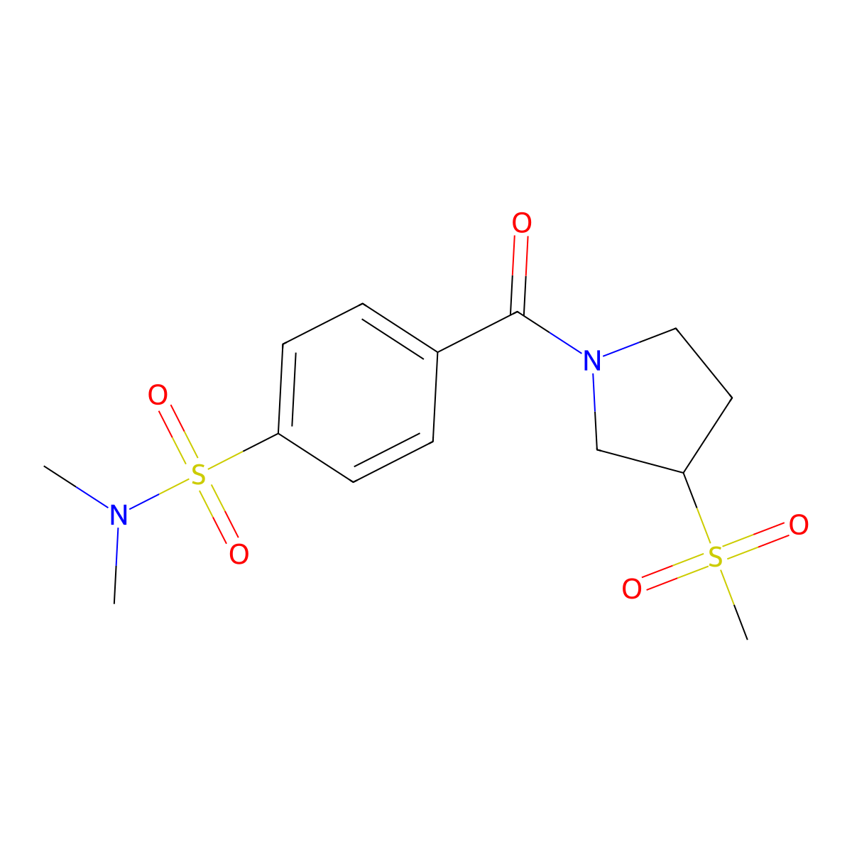 N,N-dimethyl-4-(3-(methylsulfonyl)pyrrolidine-1-carbonyl)benzenesulfonamide molecular structure, CAS 1448050-90-5
