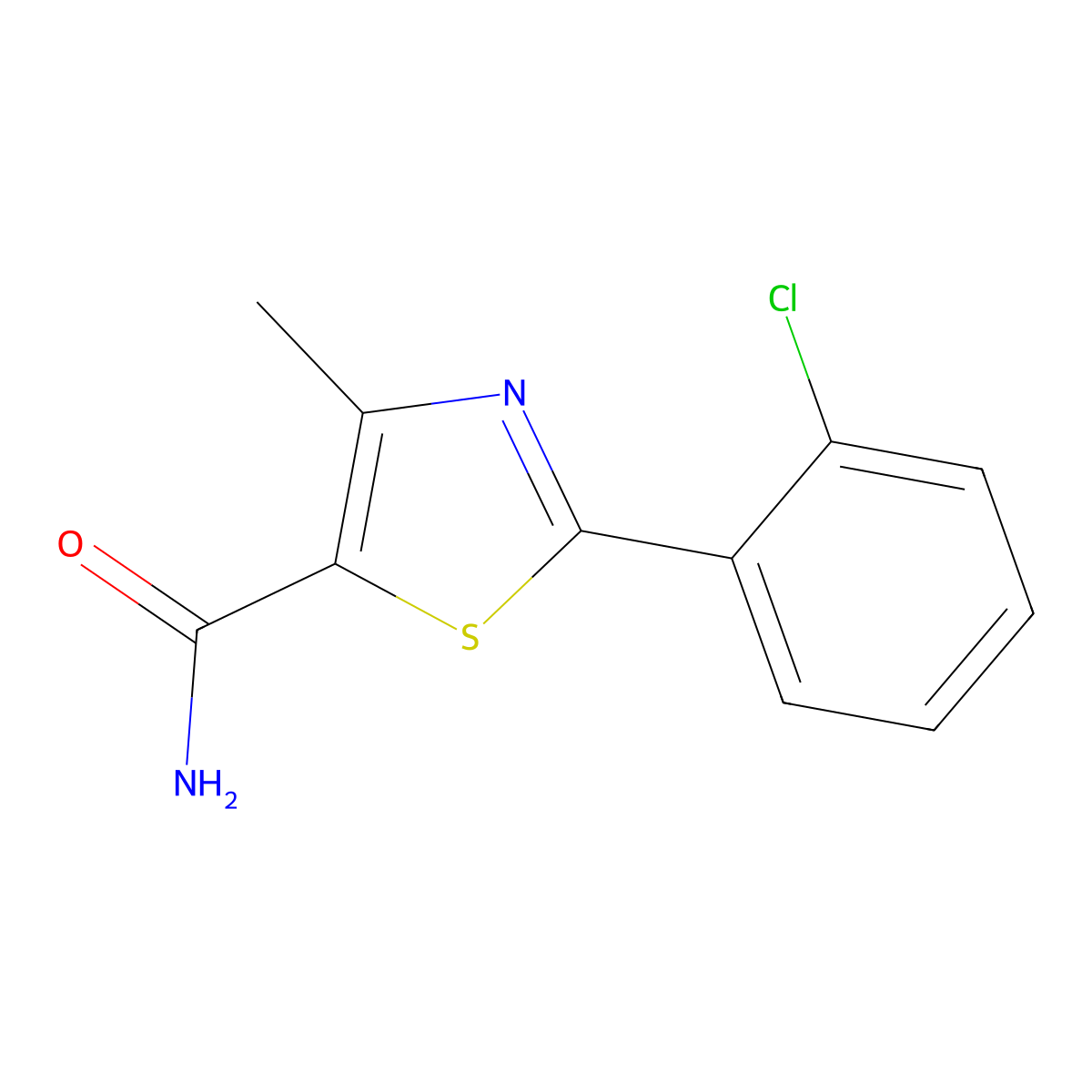2-(2-Chlorophenyl)-4-methyl-1,3-thiazole-5-carboxamide molecular structure, CAS 1448050-91-6