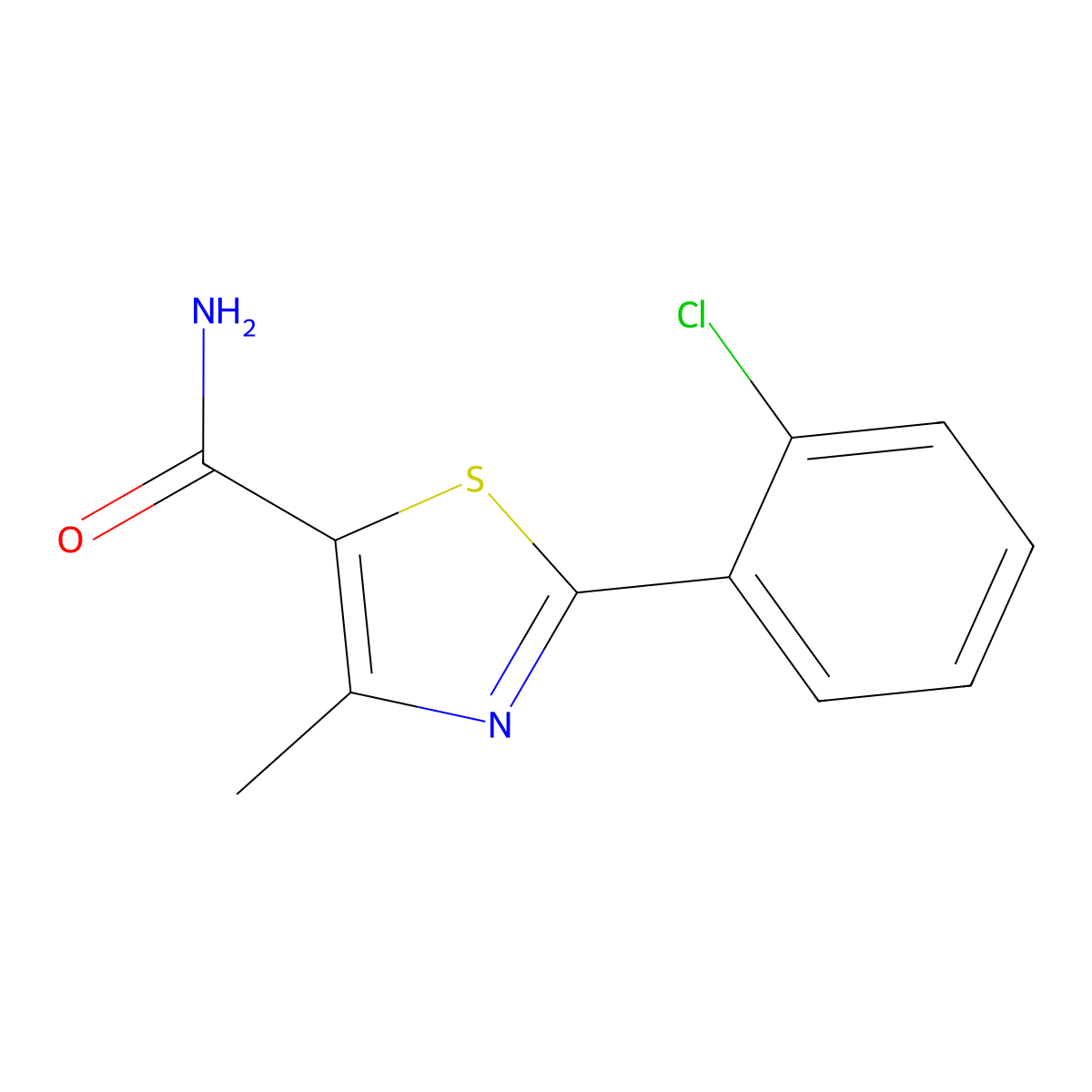2-(2-Chlorophenyl)-4-methyl-1,3-thiazole-5-carboxamide molecular structure, CAS 1448050-91-6