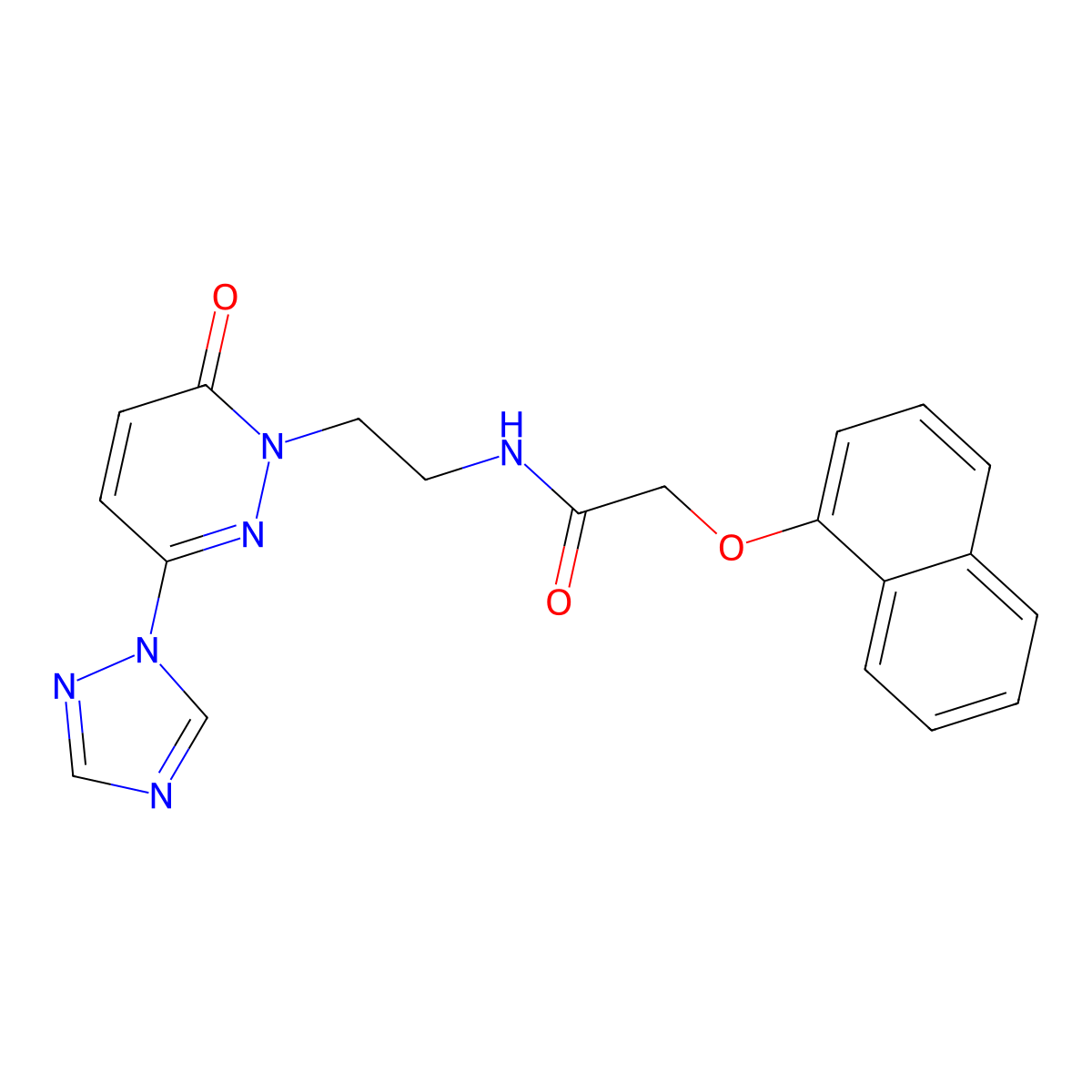 2-(naphthalen-1-yloxy)-N-(2-(6-oxo-3-(1H-1,2,4-triazol-1-yl)pyridazin-1(6H)-yl)ethyl)acetamide molecular structure, CAS 1448050-97-2
