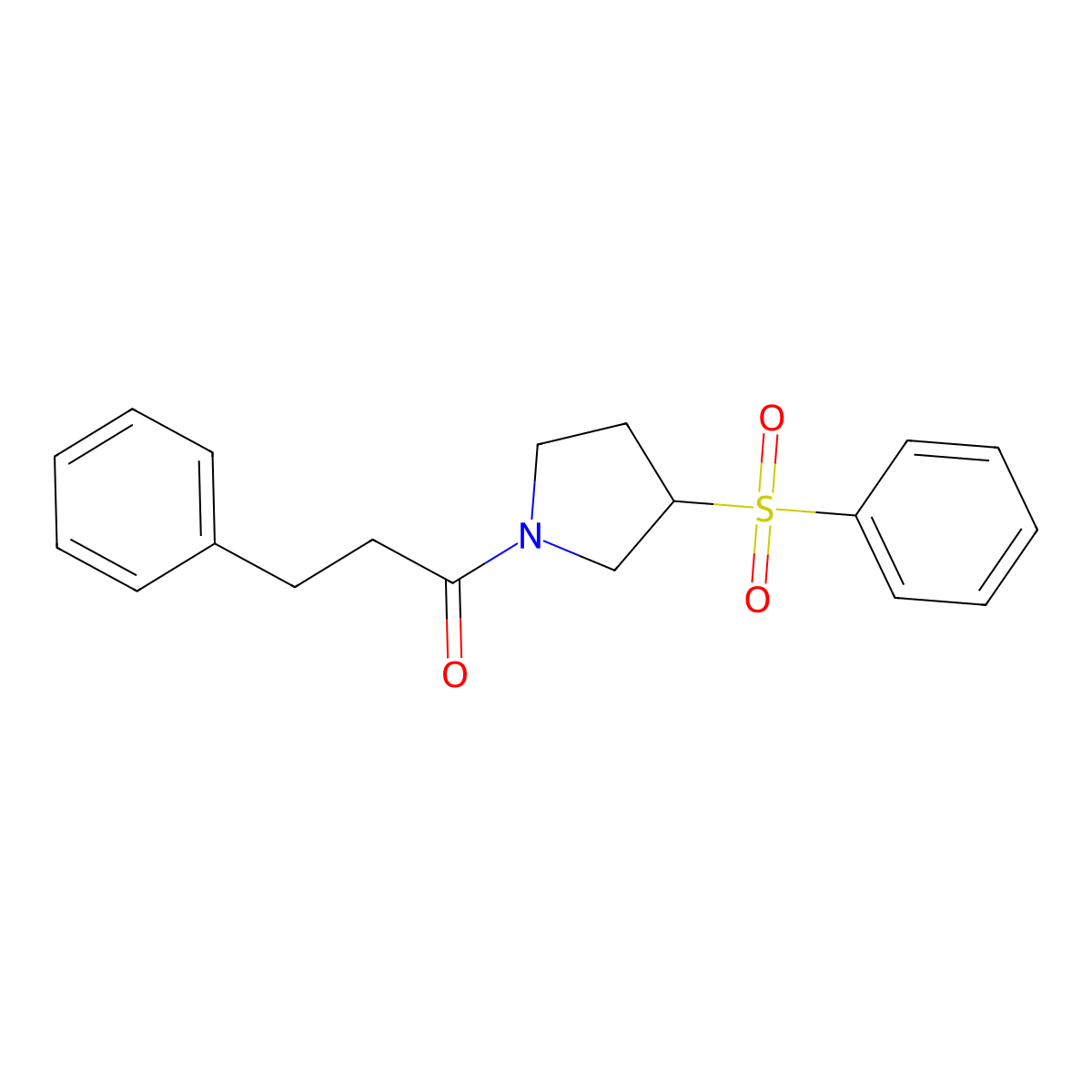 1-[3-(Benzenesulfonyl)pyrrolidin-1-YL]-3-phenylpropan-1-one molecular structure, CAS 1448050-99-4