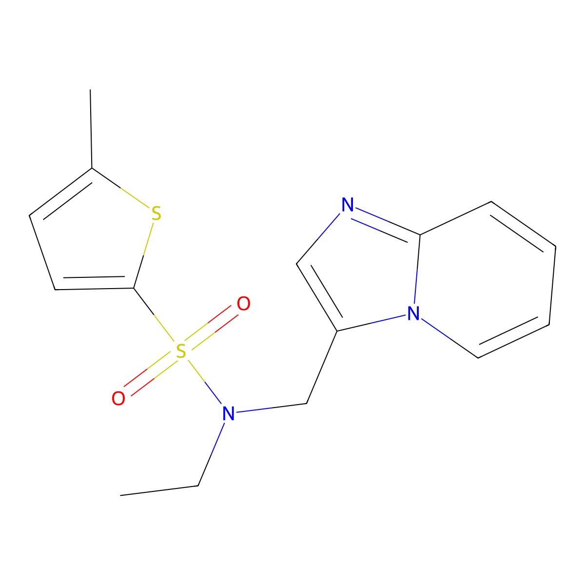N-ethyl-N-(imidazo[1,2-a]pyridin-3-ylmethyl)-5-methylthiophene-2-sulfonamide molecular structure, CAS 1448051-01-1