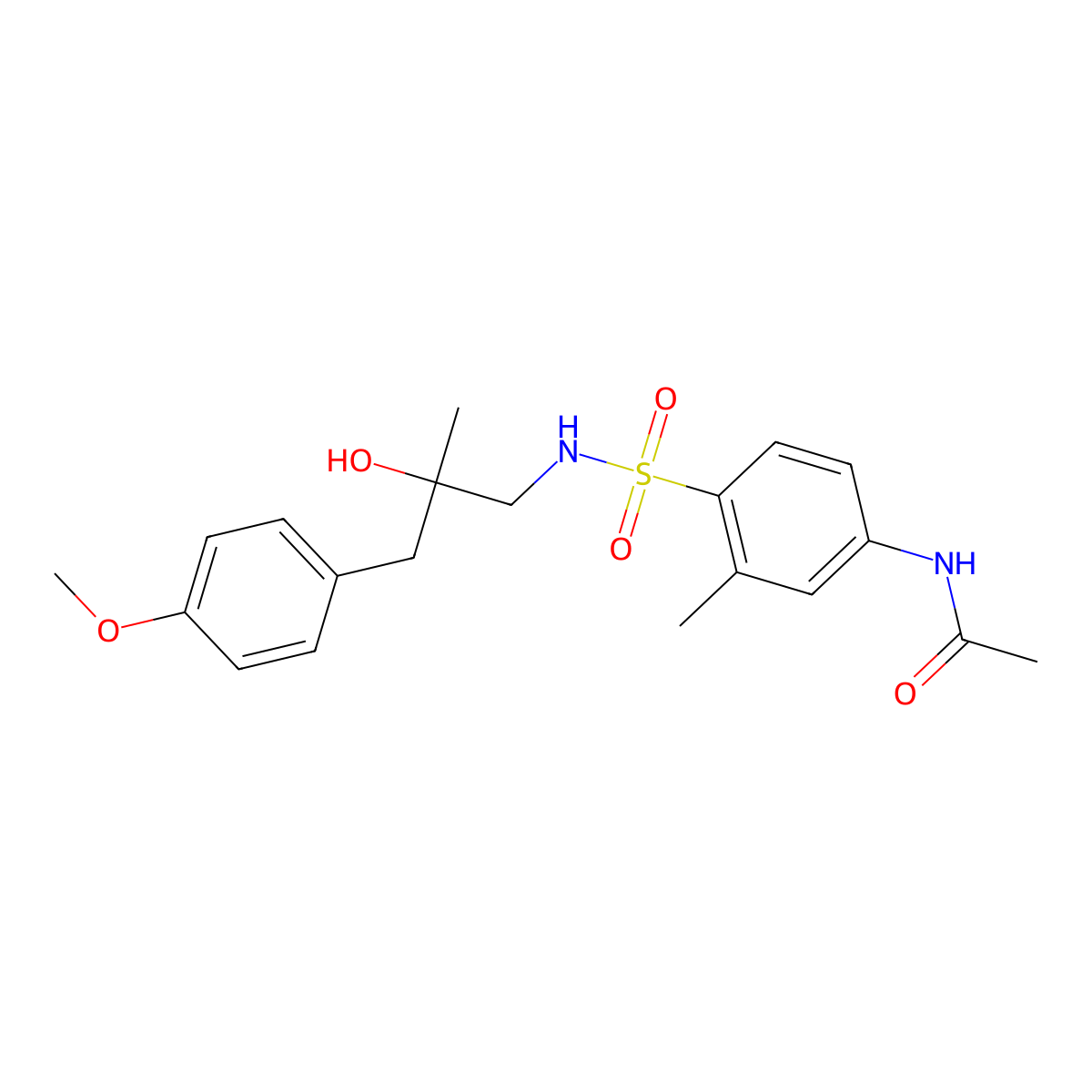 N-(4-(N-(2-hydroxy-3-(4-methoxyphenyl)-2-methylpropyl)sulfamoyl)-3-methylphenyl)acetamide molecular structure, CAS 1448051-04-4