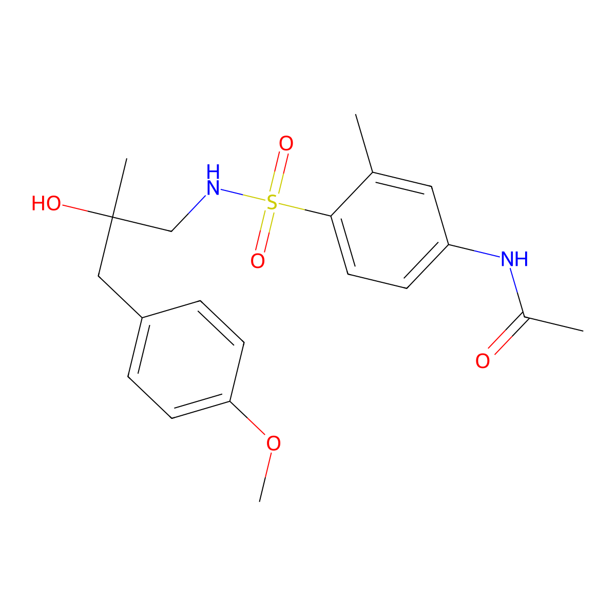 N-(4-(N-(2-hydroxy-3-(4-methoxyphenyl)-2-methylpropyl)sulfamoyl)-3-methylphenyl)acetamide molecular structure, CAS 1448051-04-4
