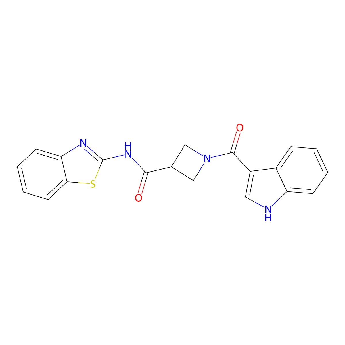 N-(benzo[d]thiazol-2-yl)-1-(1H-indole-3-carbonyl)azetidine-3-carboxamide molecular structure, CAS 1448051-07-7