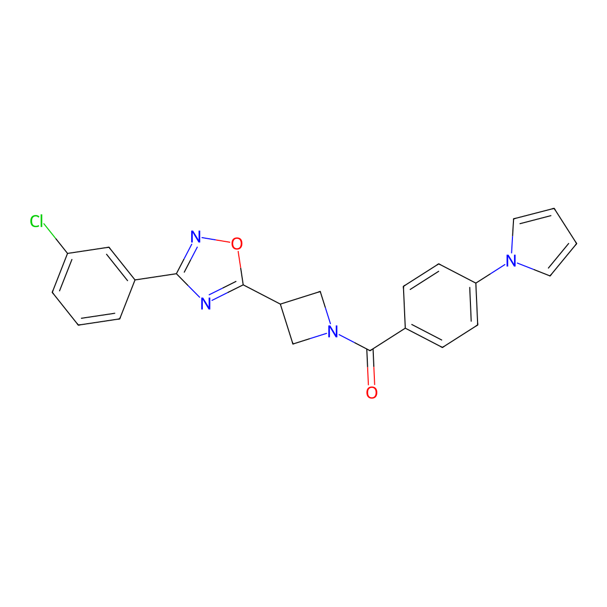 (4-(1H-pyrrol-1-yl)phenyl)(3-(3-(3-chlorophenyl)-1,2,4-oxadiazol-5-yl)azetidin-1-yl)methanone molecular structure, CAS 1448051-08-8
