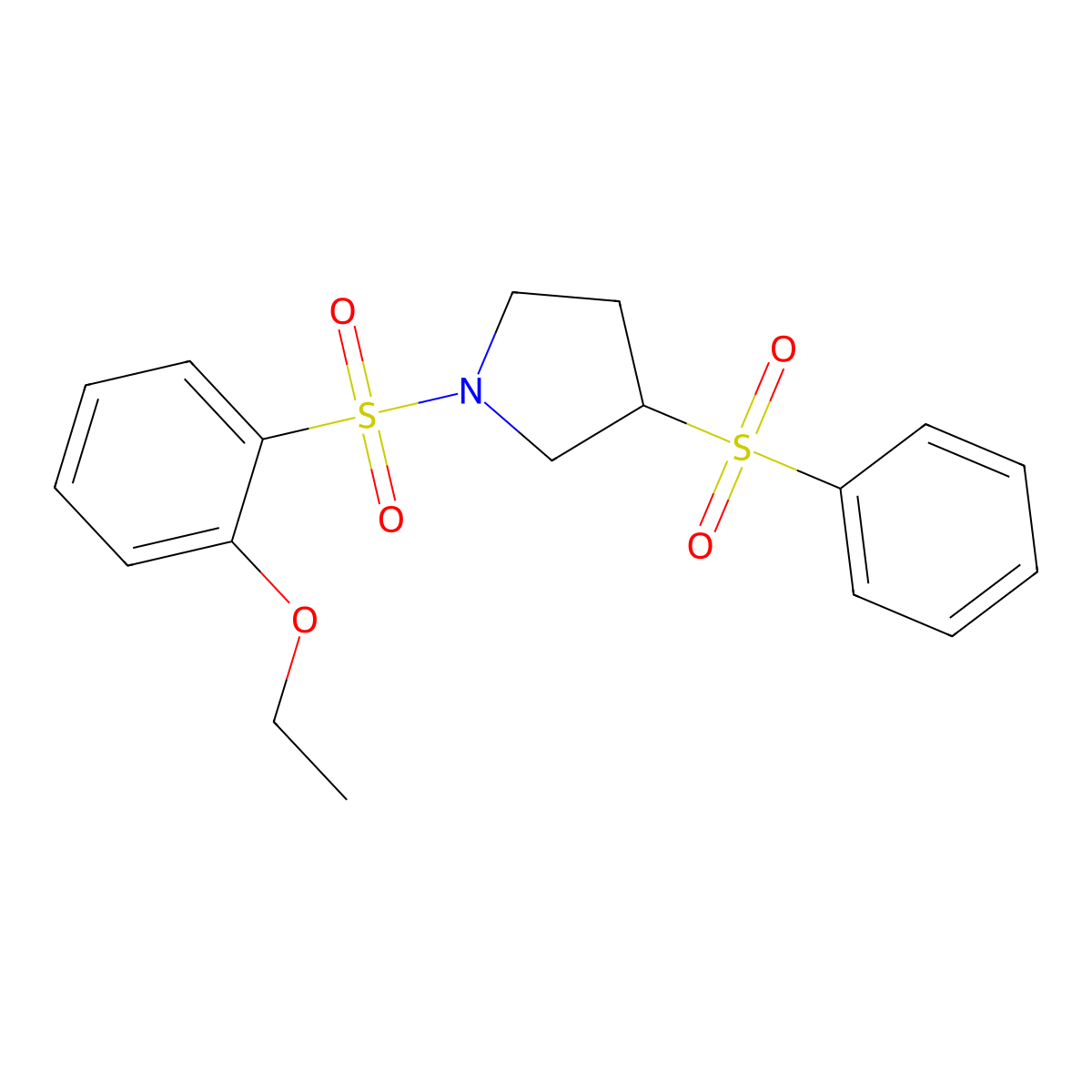 1-((2-Ethoxyphenyl)sulfonyl)-3-(phenylsulfonyl)pyrrolidine molecular structure, CAS 1448051-09-9