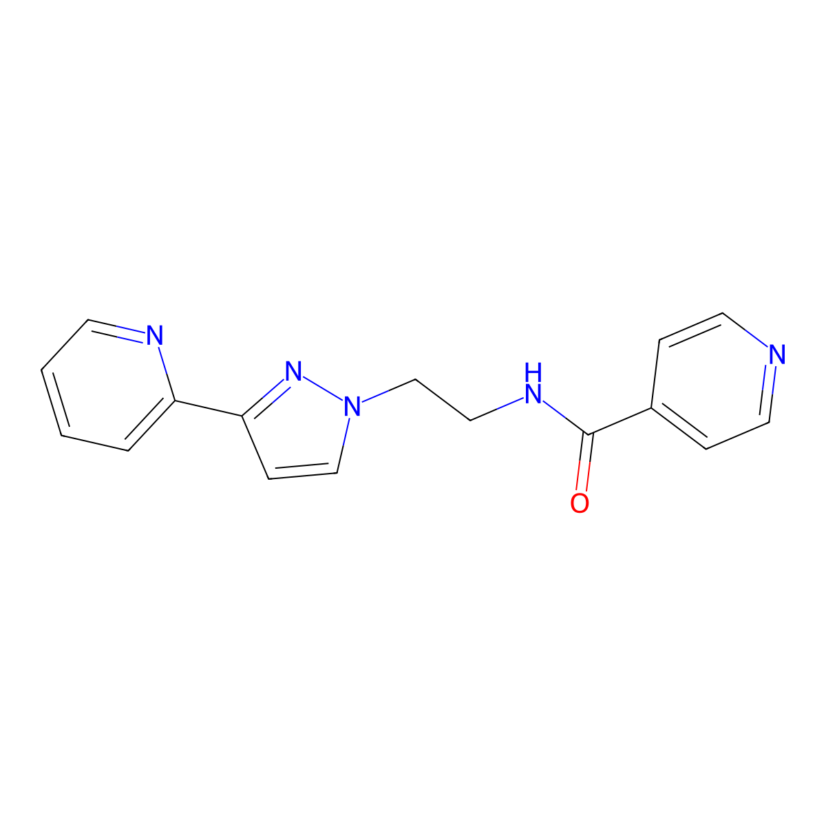 N-(2-(3-(pyridin-2-yl)-1H-pyrazol-1-yl)ethyl)isonicotinamide molecular structure, CAS 1448051-12-4