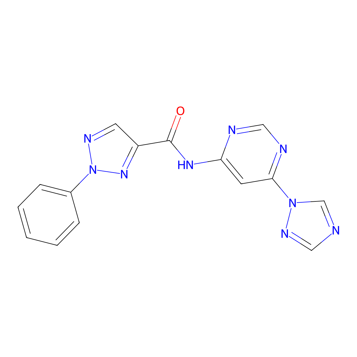 N-(6-(1H-1,2,4-triazol-1-yl)pyrimidin-4-yl)-2-phenyl-2H-1,2,3-triazole-4-carboxamide molecular structure, CAS 1448051-14-6