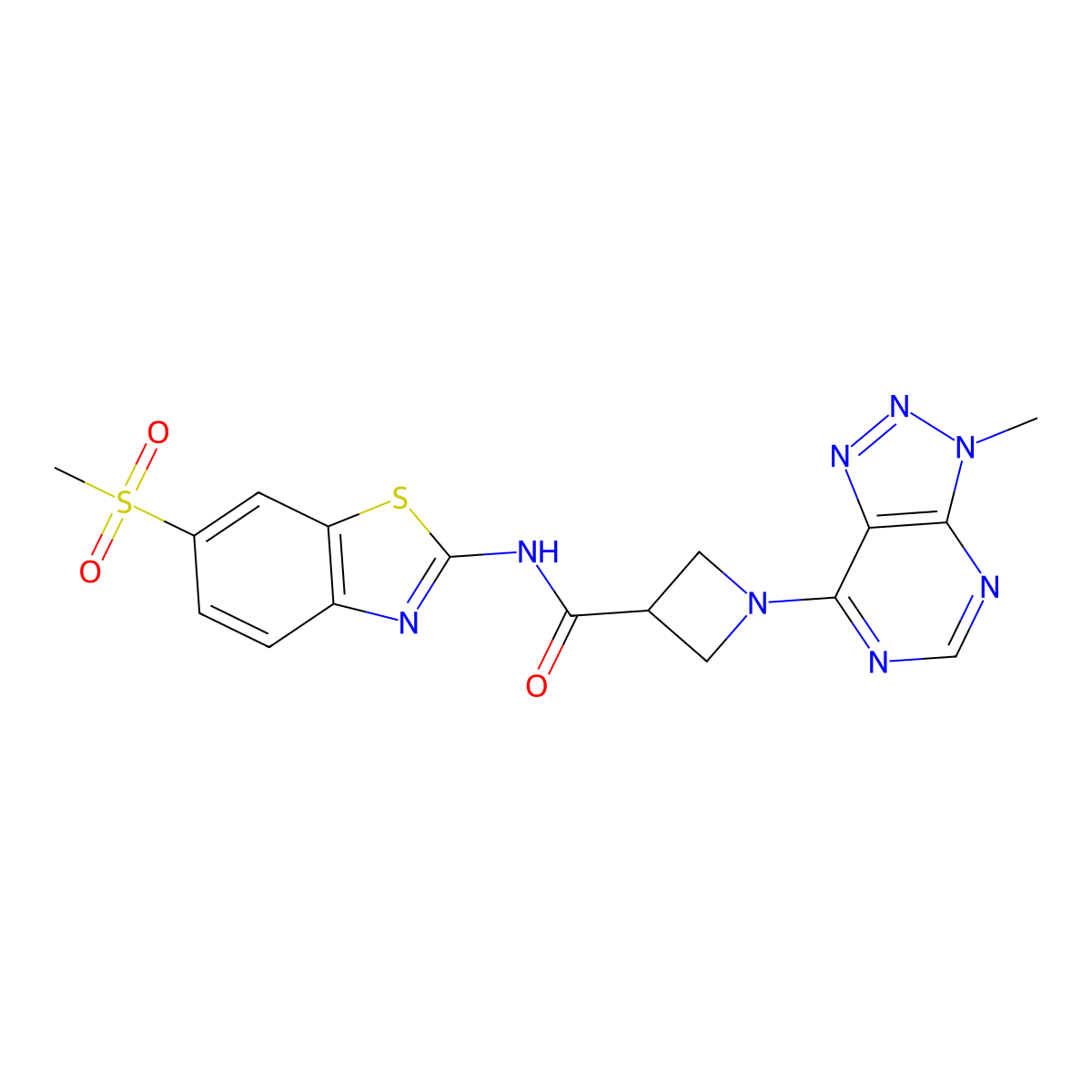 1-(3-methyl-3H-[1,2,3]triazolo[4,5-d]pyrimidin-7-yl)-N-(6-(methylsulfonyl)benzo[d]thiazol-2-yl)azetidine-3-carboxamide molecular structure, CAS 1448051-16-8