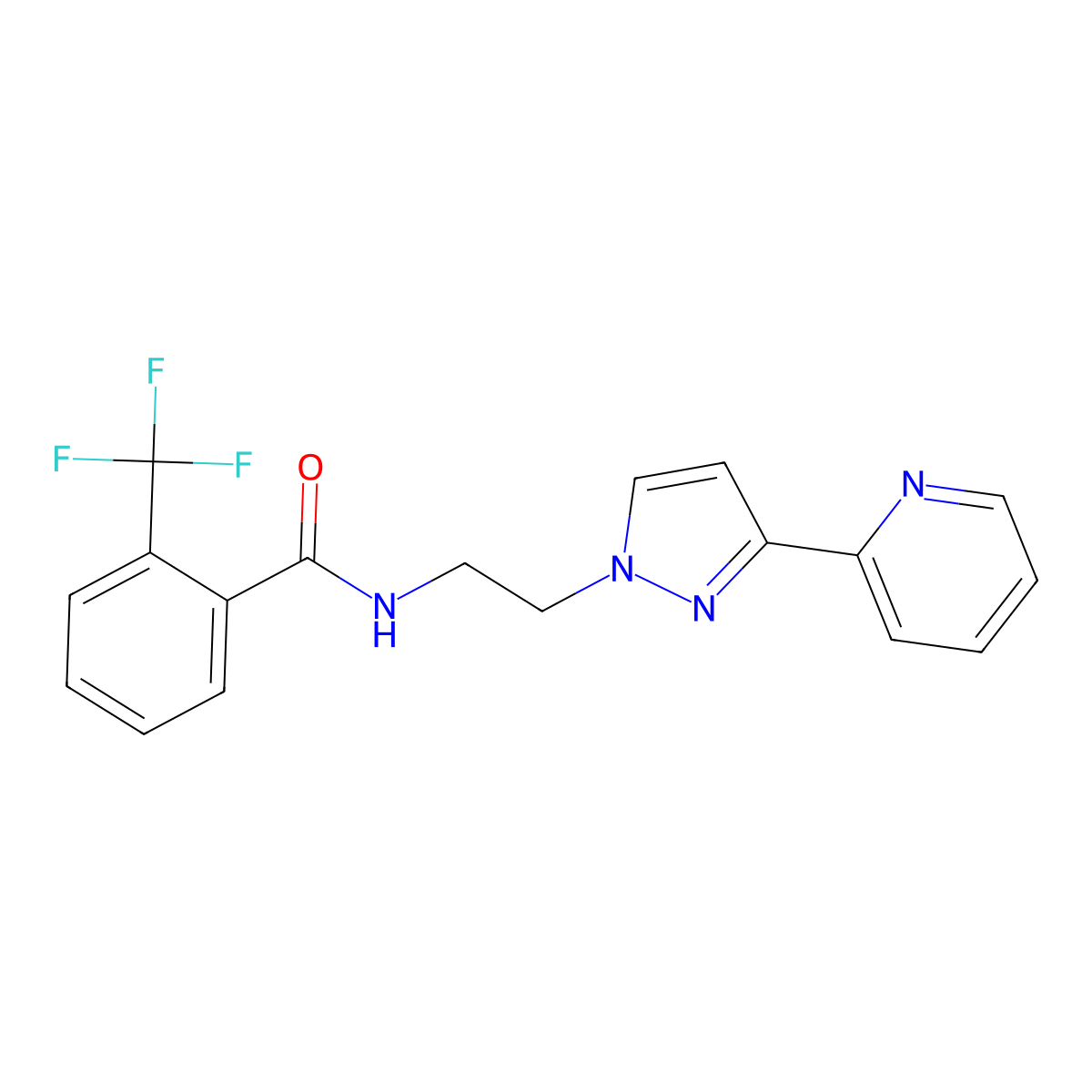 N-{2-[3-(pyridin-2-yl)-1H-pyrazol-1-yl]ethyl}-2-(trifluoromethyl)benzamide molecular structure, CAS 1448051-18-0