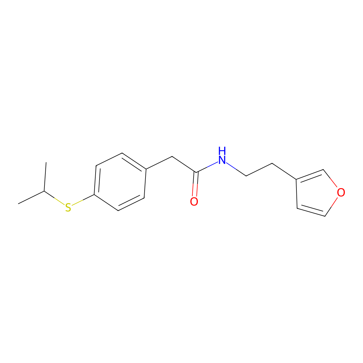 N-(2-(furan-3-yl)ethyl)-2-(4-(isopropylthio)phenyl)acetamide molecular structure, CAS 1448051-30-6