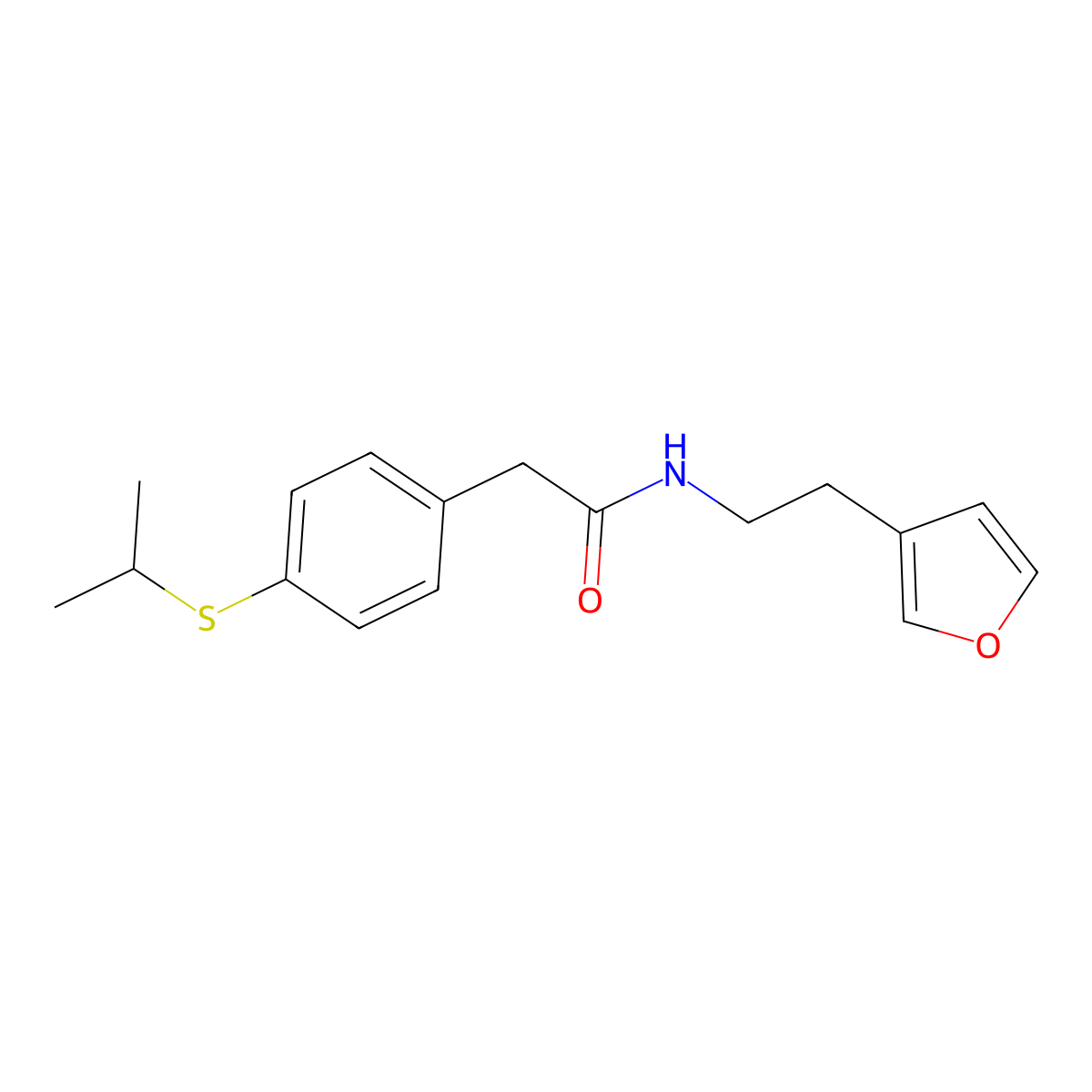 N-(2-(furan-3-yl)ethyl)-2-(4-(isopropylthio)phenyl)acetamide molecular structure, CAS 1448051-30-6
