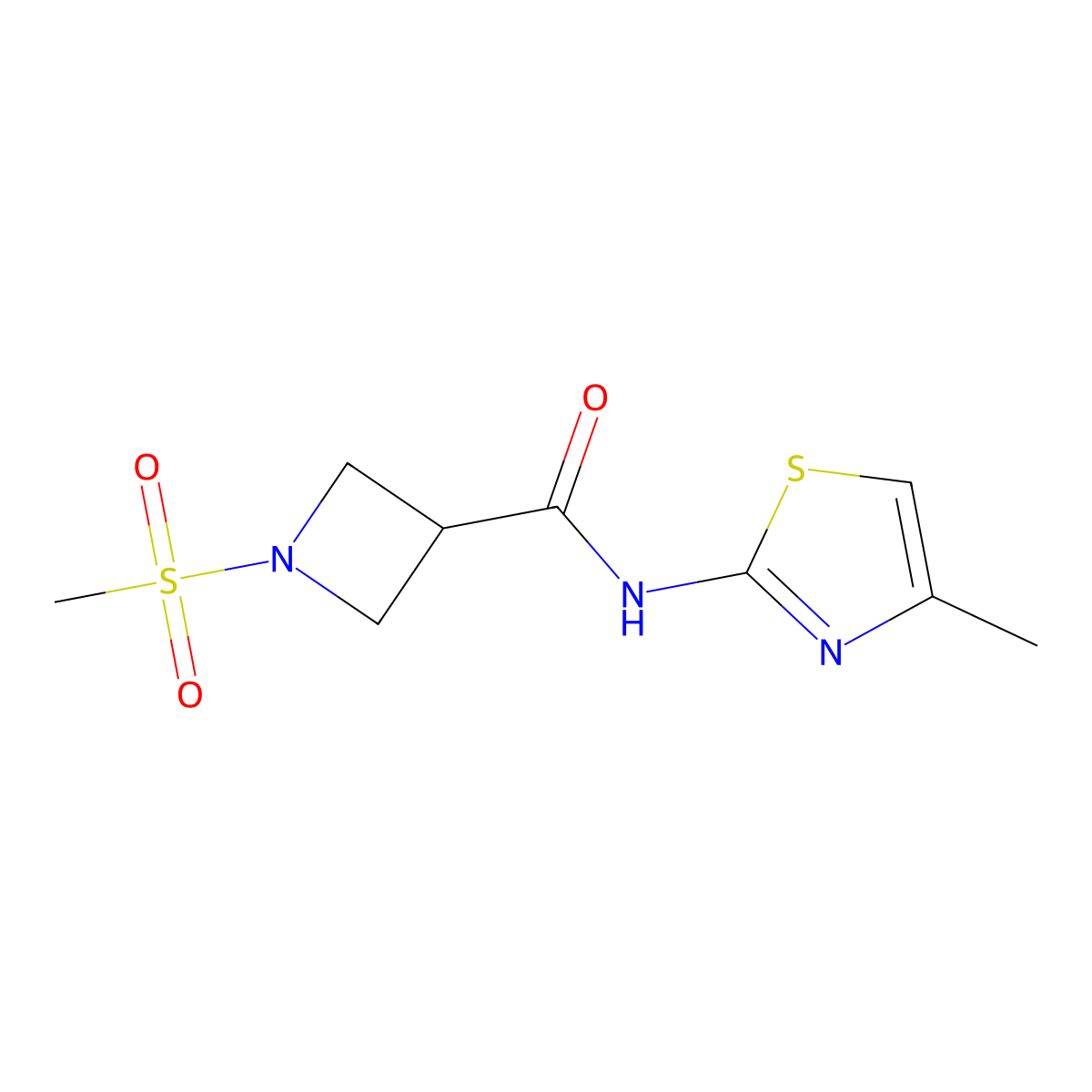 1-(methylsulfonyl)-N-(4-methylthiazol-2-yl)azetidine-3-carboxamide molecular structure, CAS 1448051-31-7