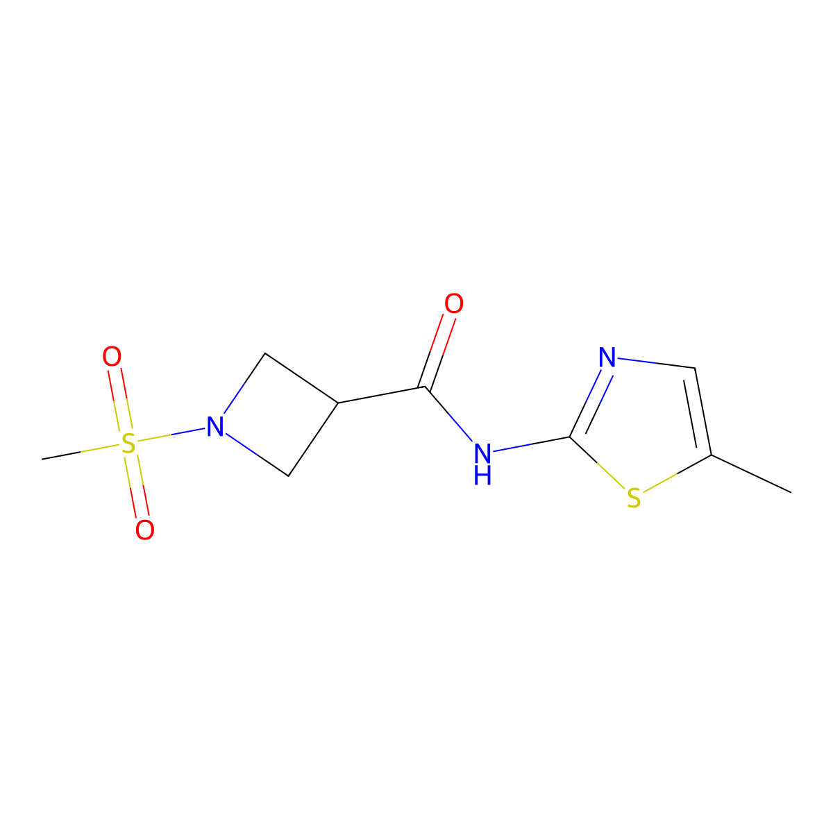1-(methylsulfonyl)-N-(5-methylthiazol-2-yl)azetidine-3-carboxamide molecular structure, CAS 1448051-39-5