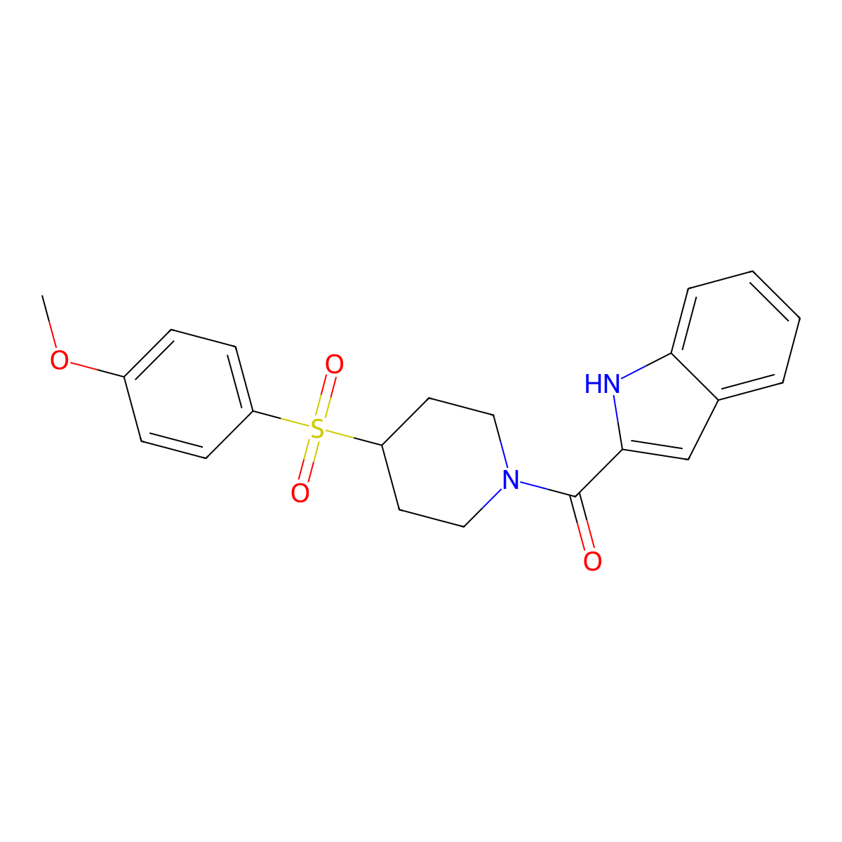 (1H-indol-2-yl)(4-((4-methoxyphenyl)sulfonyl)piperidin-1-yl)methanone molecular structure, CAS 1448051-46-4