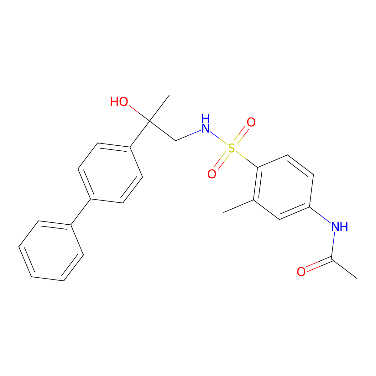 N-(4-(N-(2-([1,1'-biphenyl]-4-yl)-2-hydroxypropyl)sulfamoyl)-3-methylphenyl)acetamide molecular structure, CAS 1448051-49-7
