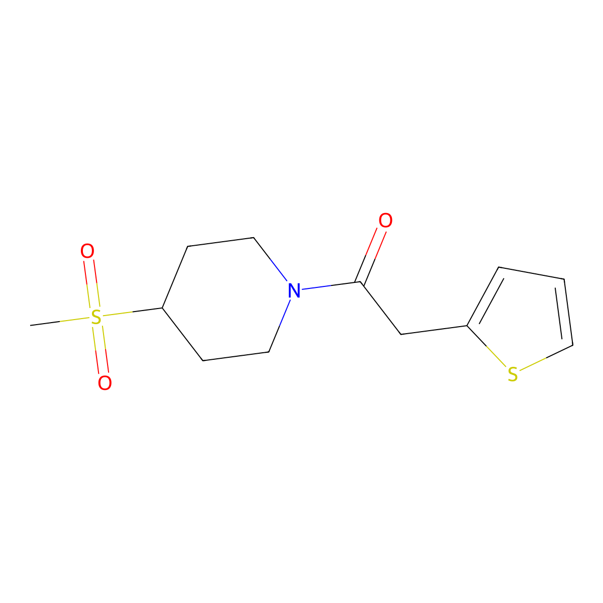 1-(4-(Methylsulfonyl)piperidin-1-yl)-2-(thiophen-2-yl)ethanone molecular structure, CAS 1448051-54-4