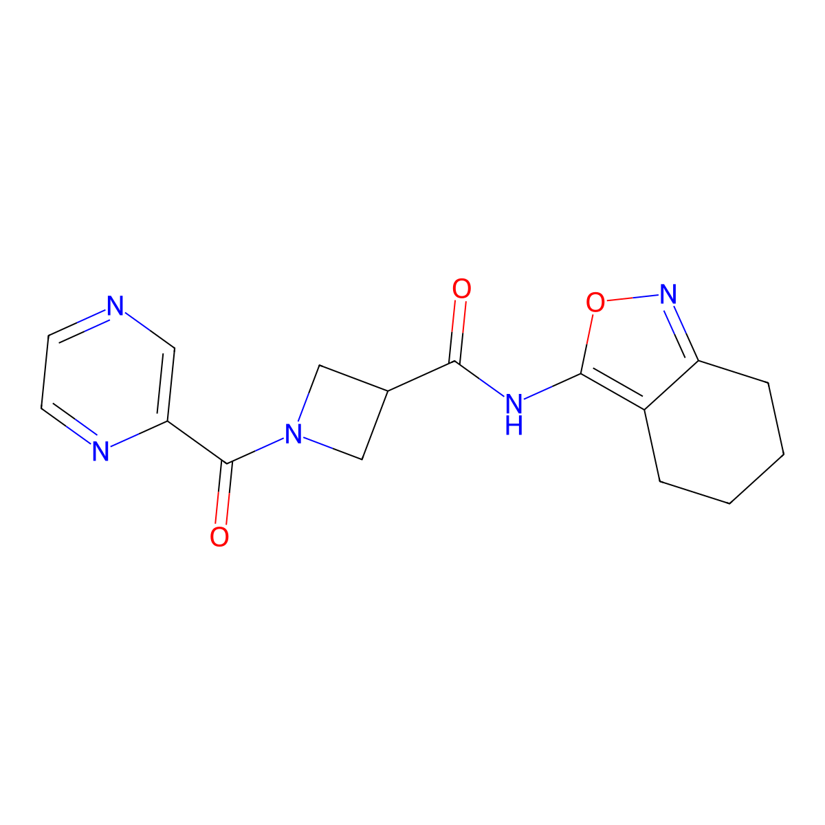 1-(pyrazine-2-carbonyl)-N-(4,5,6,7-tetrahydrobenzo[c]isoxazol-3-yl)azetidine-3-carboxamide molecular structure, CAS 1448051-57-7