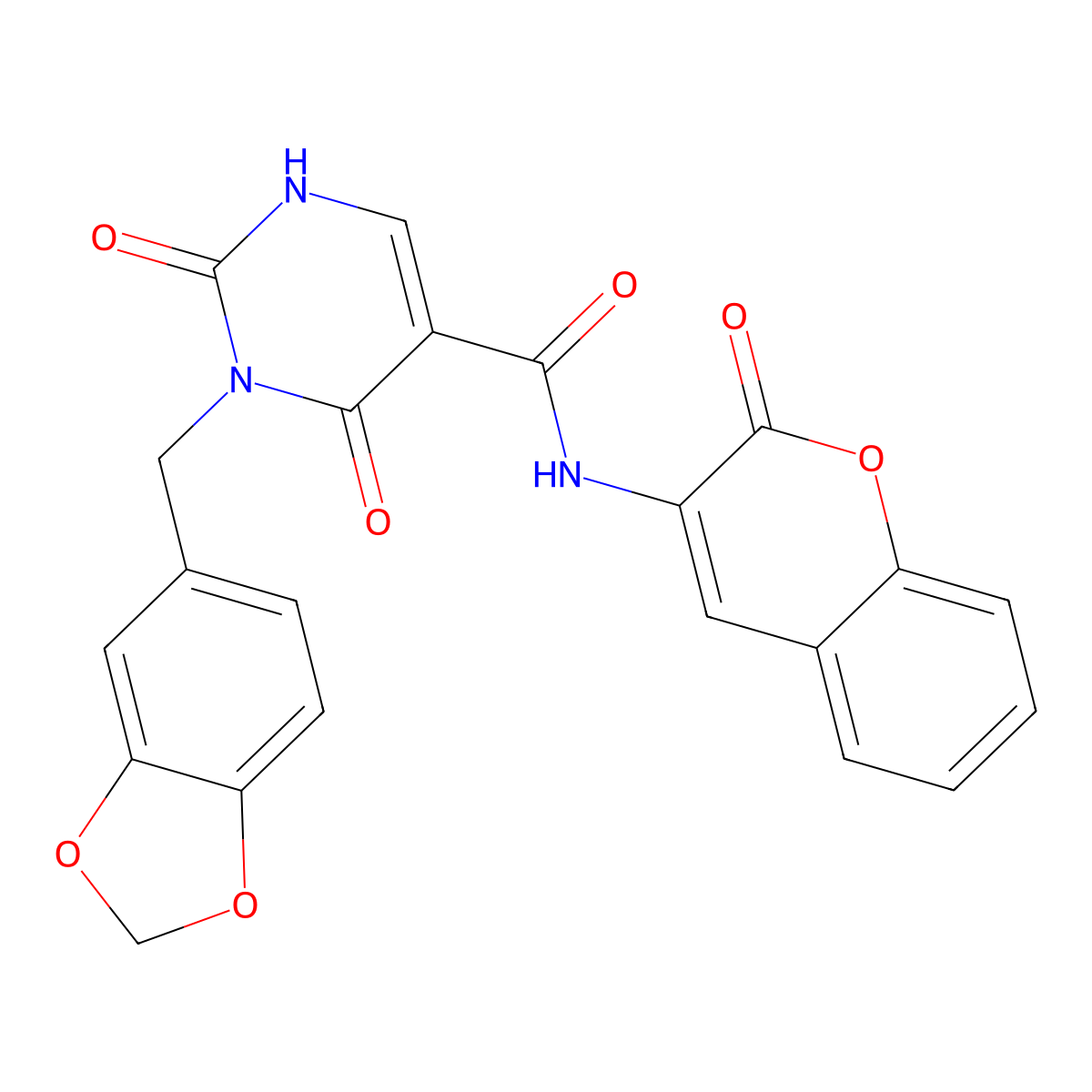 3-(benzo[d][1,3]dioxol-5-ylmethyl)-2,4-dioxo-N-(2-oxo-2H-chromen-3-yl)-1,2,3,4-tetrahydropyrimidine-5-carboxamide molecular structure, CAS 1448051-60-2