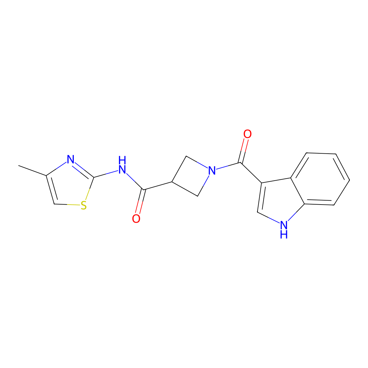 1-(1H-indole-3-carbonyl)-N-(4-methylthiazol-2-yl)azetidine-3-carboxamide molecular structure, CAS 1448051-62-4