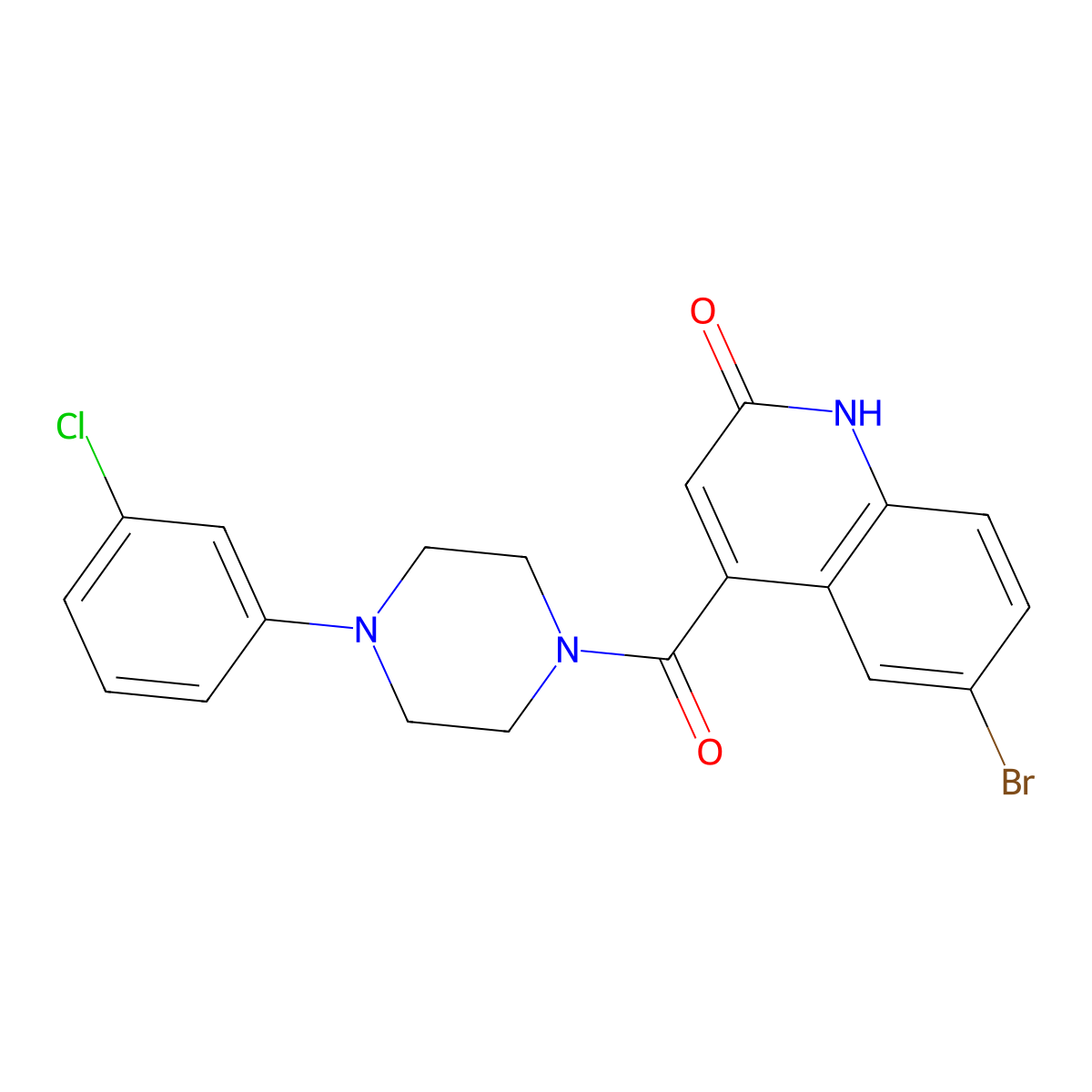 6-bromo-4-(4-(3-chlorophenyl)piperazine-1-carbonyl)quinolin-2(1H)-one molecular structure, CAS 1448051-65-7
