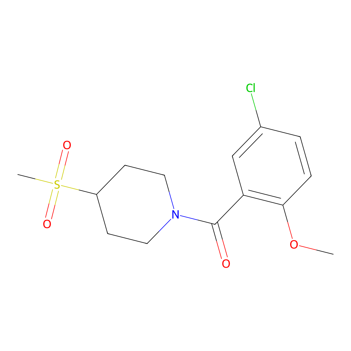 (5-Chloro-2-methoxyphenyl)(4-(methylsulfonyl)piperidin-1-yl)methanone molecular structure, CAS 1448051-66-8