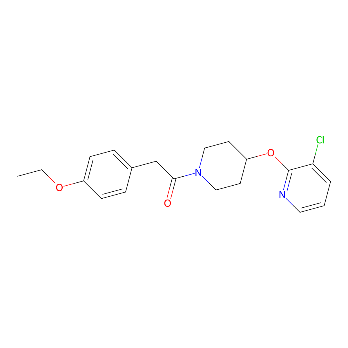 1-(4-((3-Chloropyridin-2-yl)oxy)piperidin-1-yl)-2-(4-ethoxyphenyl)ethanone molecular structure, CAS 1448051-67-9