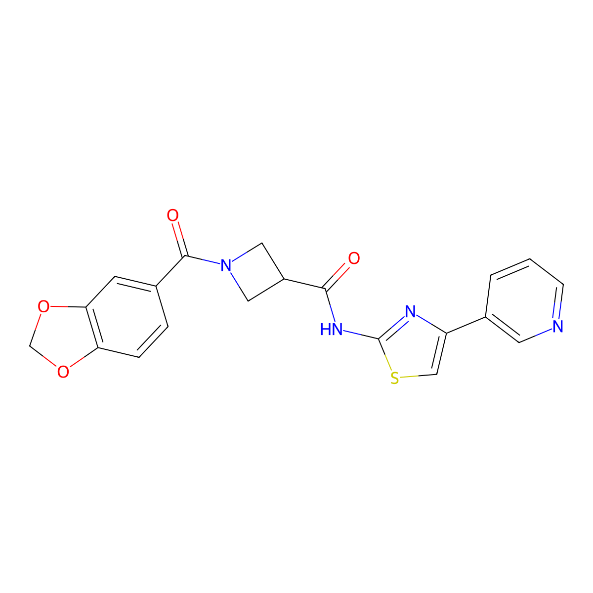 1-(benzo[d][1,3]dioxole-5-carbonyl)-N-(4-(pyridin-3-yl)thiazol-2-yl)azetidine-3-carboxamide molecular structure, CAS 1448051-70-4