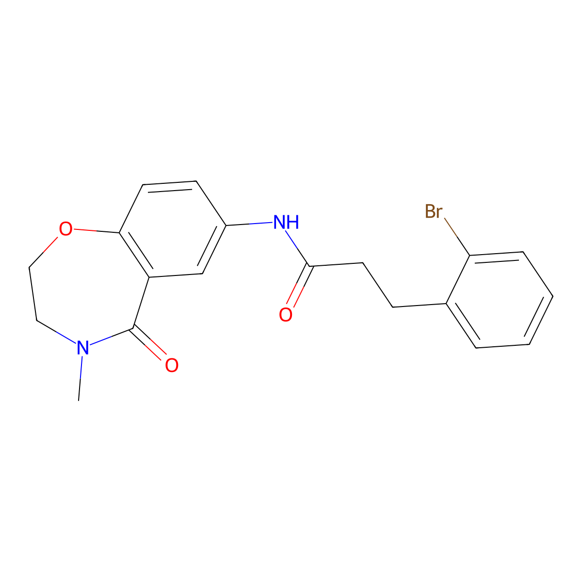 3-(2-bromophenyl)-N-(4-methyl-5-oxo-2,3,4,5-tetrahydrobenzo[f][1,4]oxazepin-7-yl)propanamide molecular structure, CAS 1448051-71-5