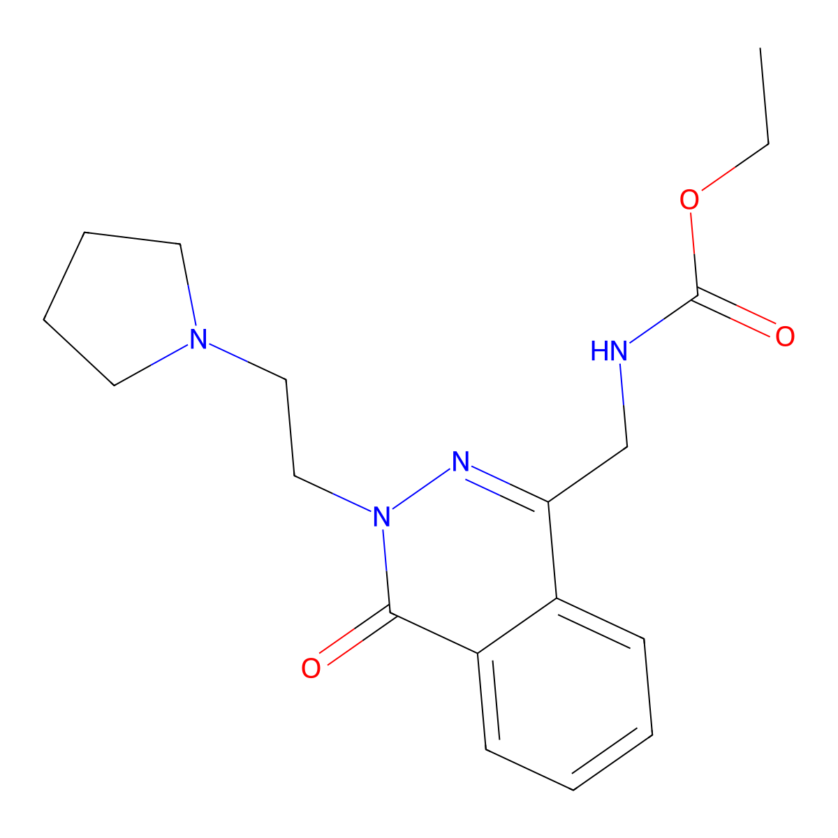 Ethyl ((4-oxo-3-(2-(pyrrolidin-1-yl)ethyl)-3,4-dihydrophthalazin-1-yl)methyl)carbamate molecular structure, CAS 1448051-77-1